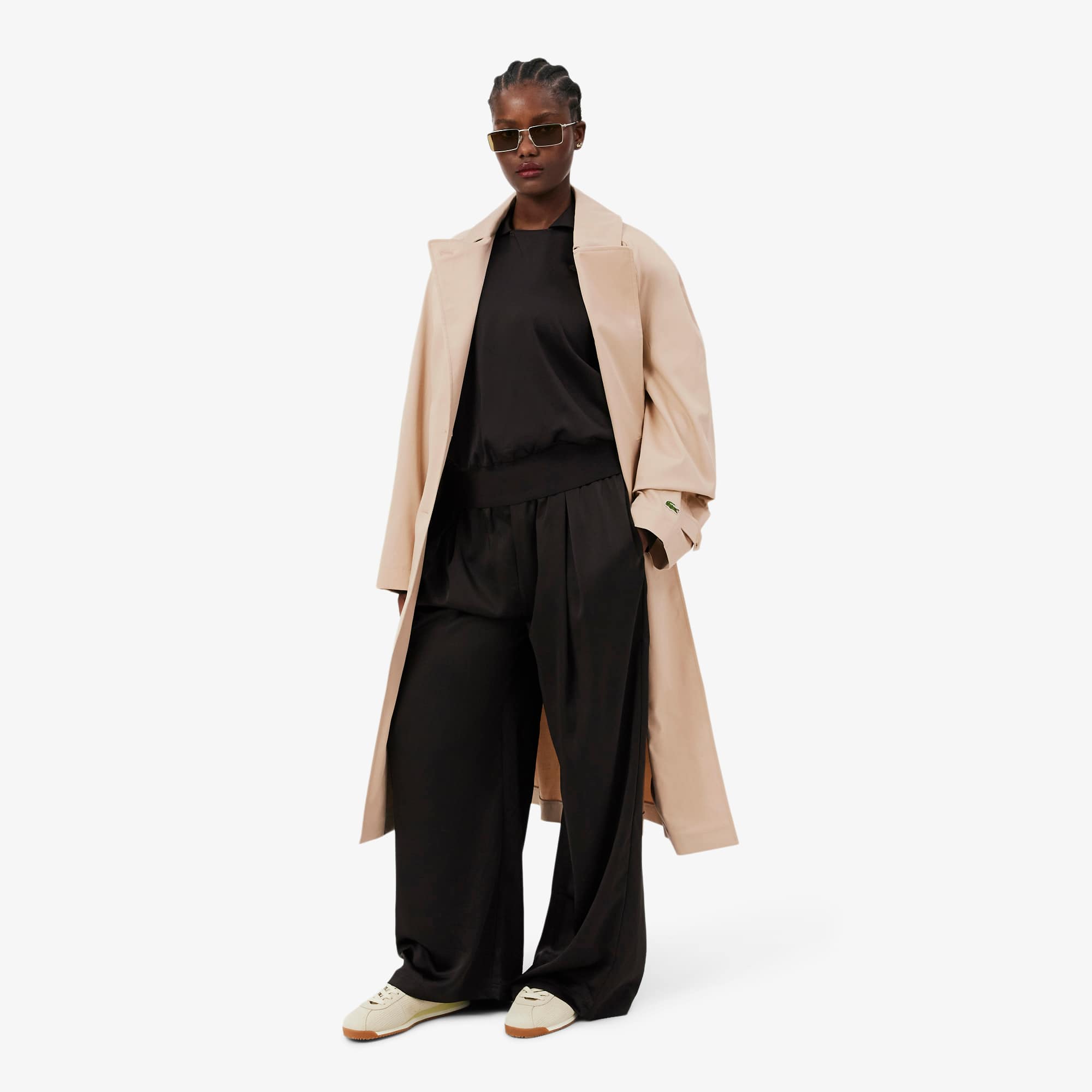Oversized Water-Repellent Trench Coat - Beige