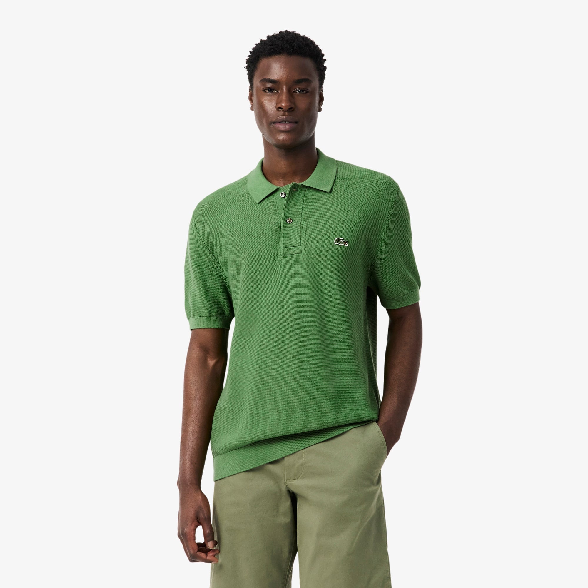 Classic Fit Knitted Polo - Green