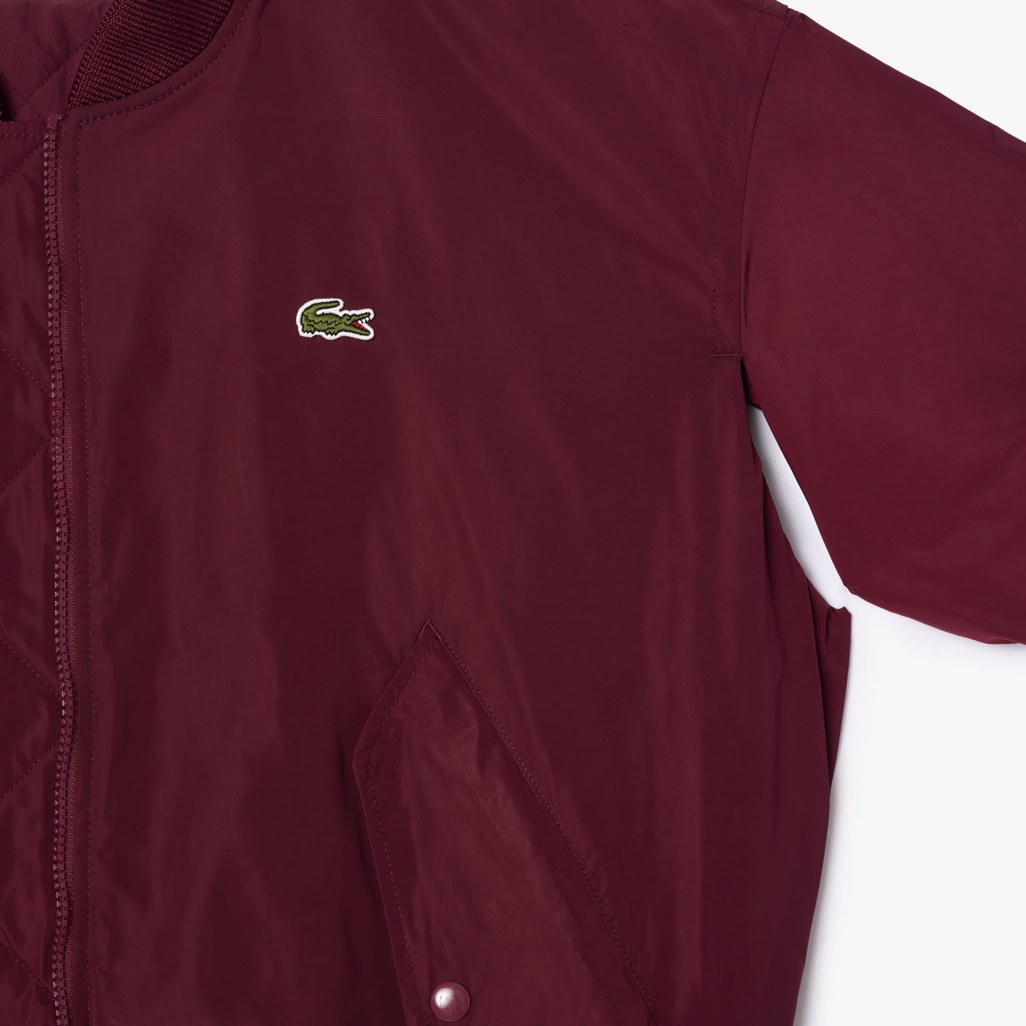 Women's Oversized Ribbed Cuff Bomber Jacket - Bordeaux