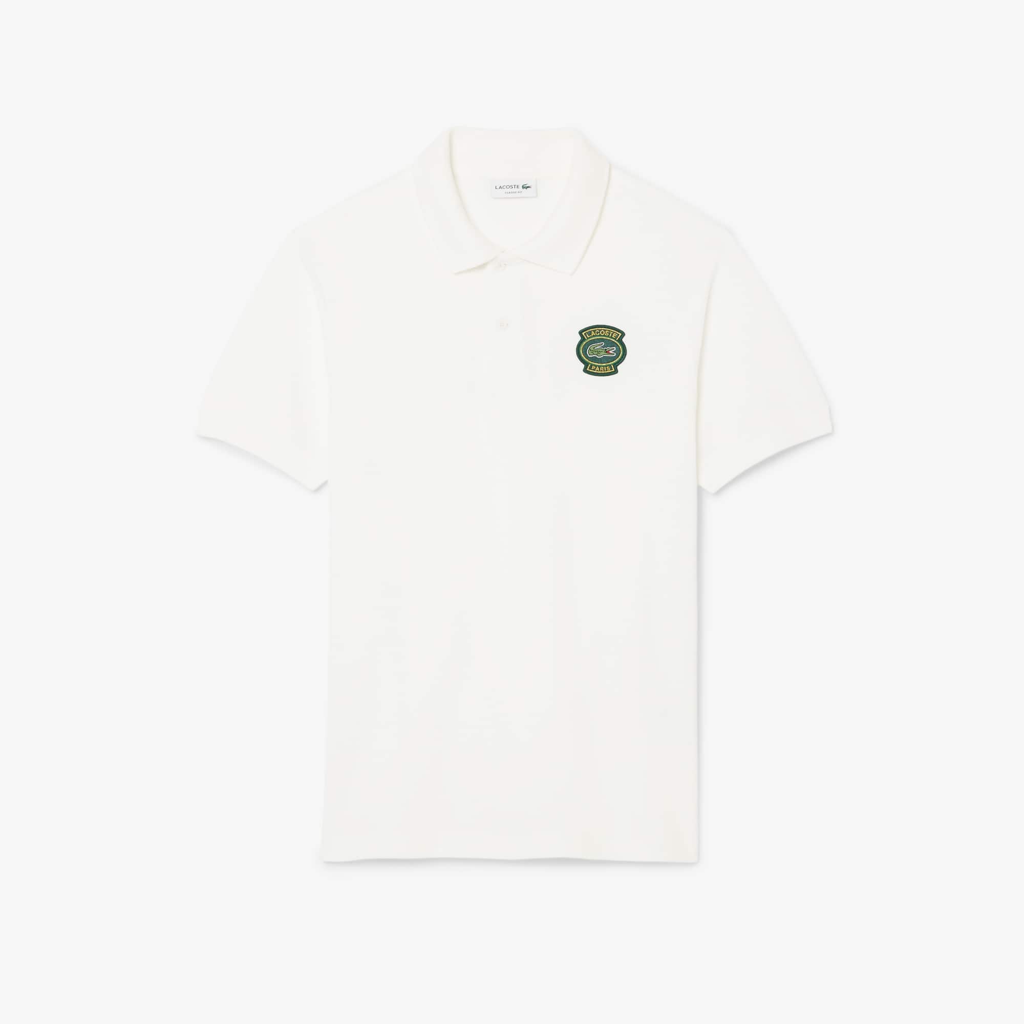 Men's Classic Fit Petit Piqué Badge Polo - White