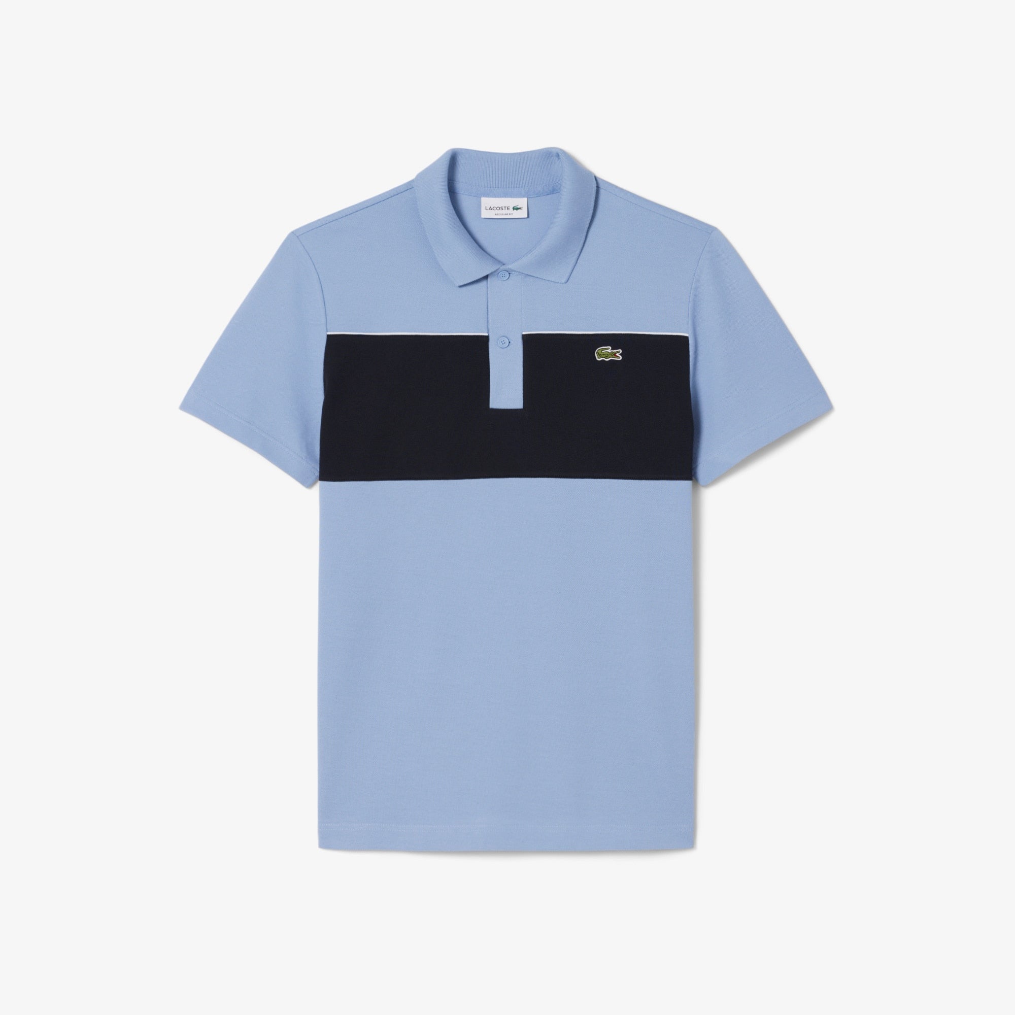 Regular Fit Colorblock Piqué Polo - Bleu Clair / Noir