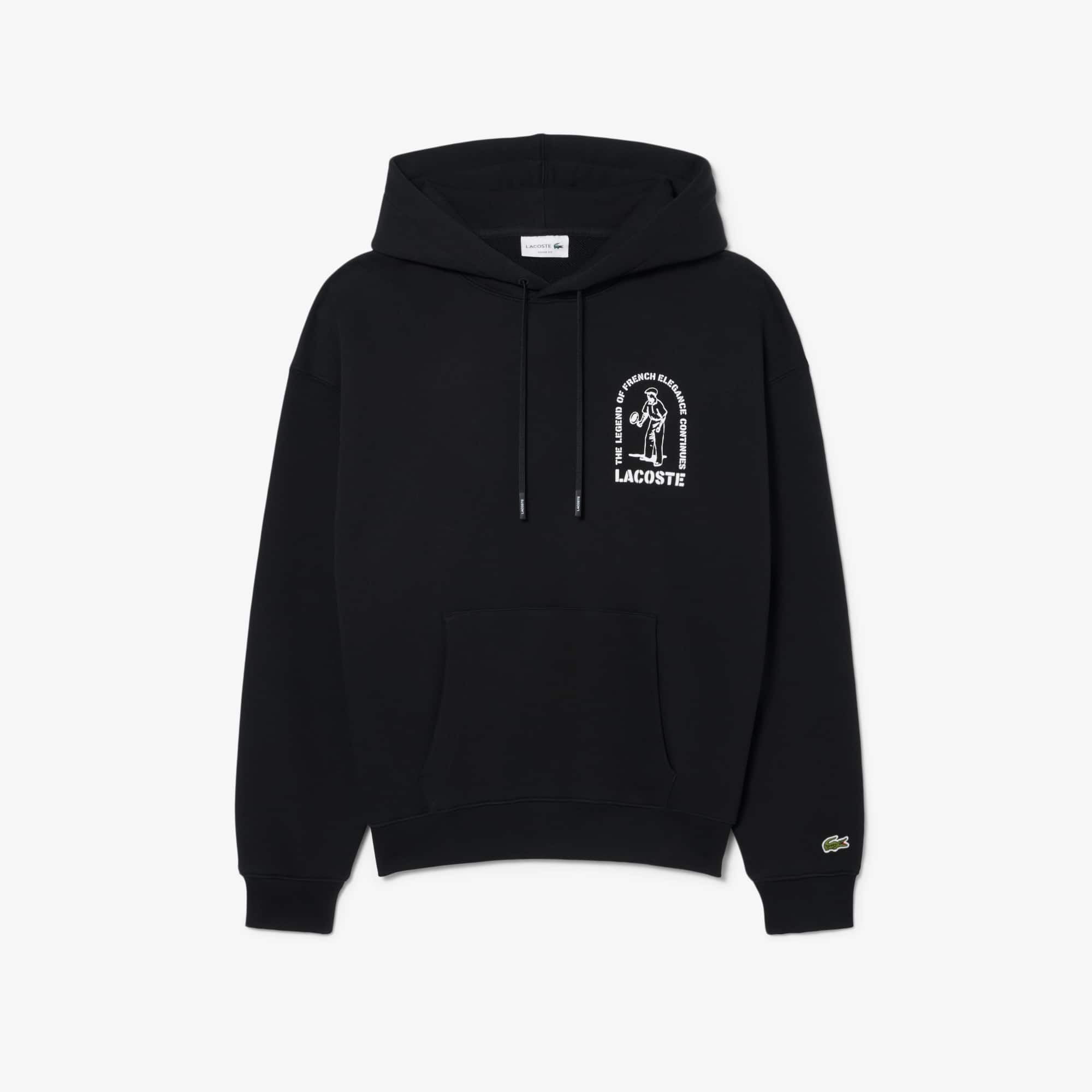 Loose Fit Printed Hoodie - Black
