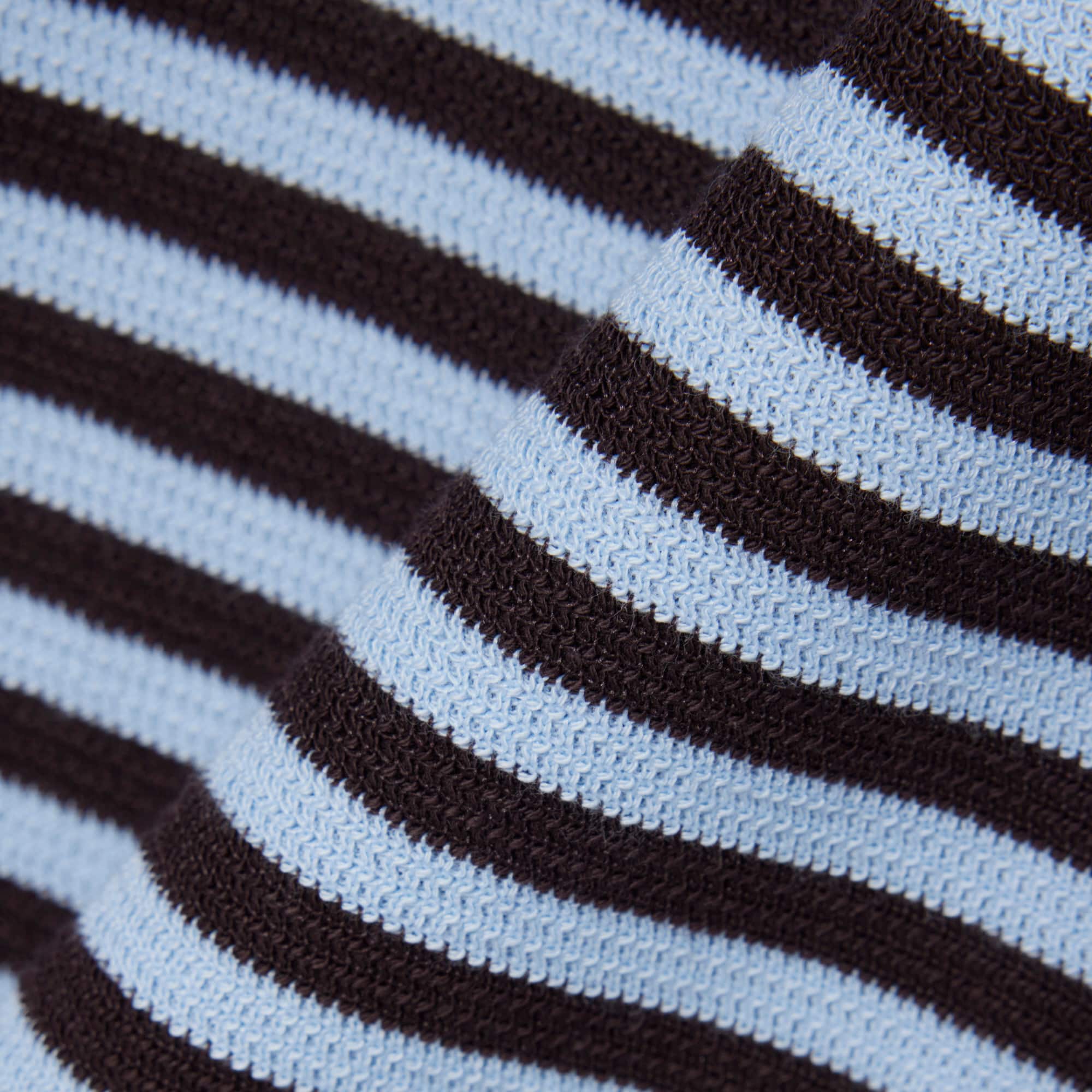 Classic Fit Textured Striped Polo - Bleu Clair / Marron