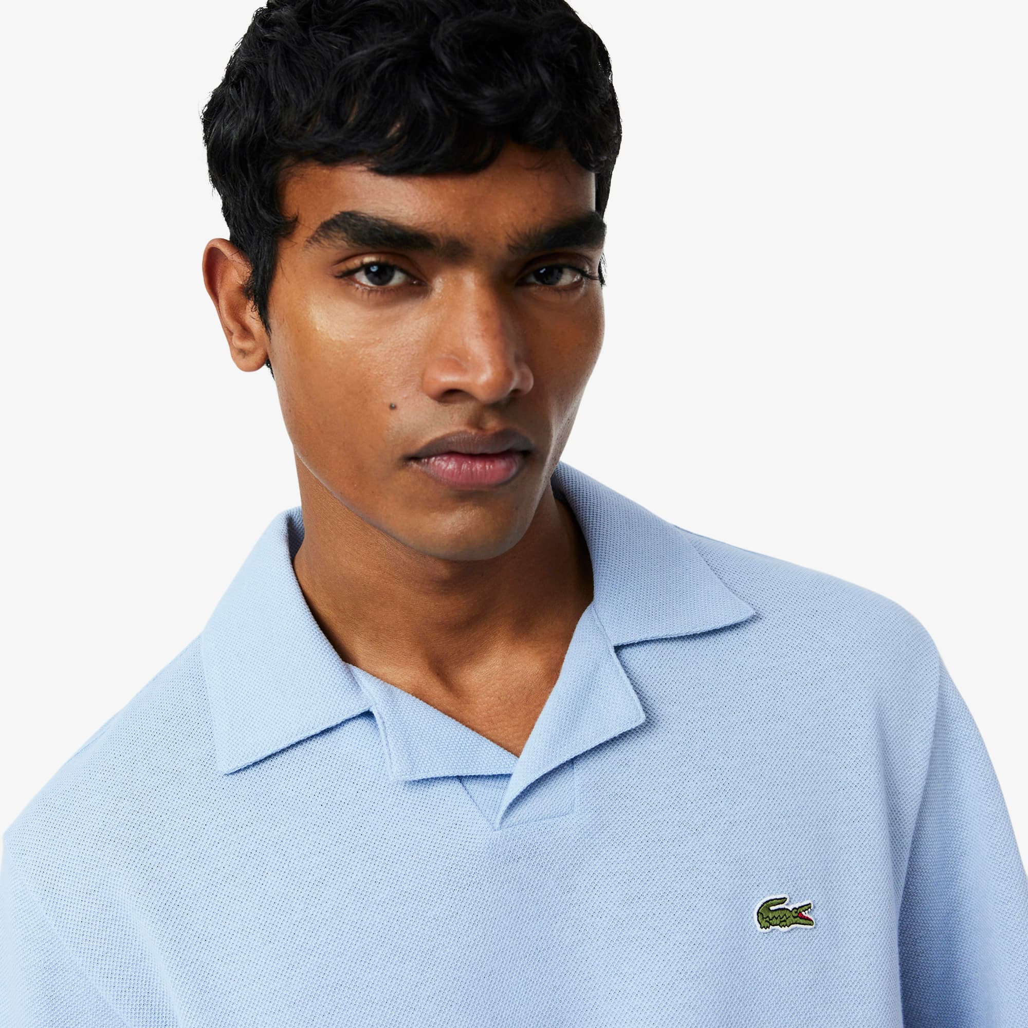 Classic Fit Cotton-Linen Polo - Light Blue