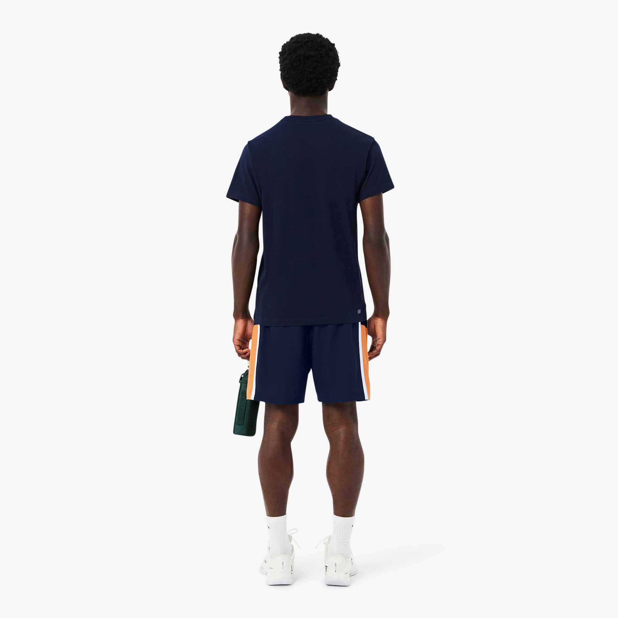 Men's Lightweight Colorblock Stripe Tennis Shorts - Navy Blue / Orange / White