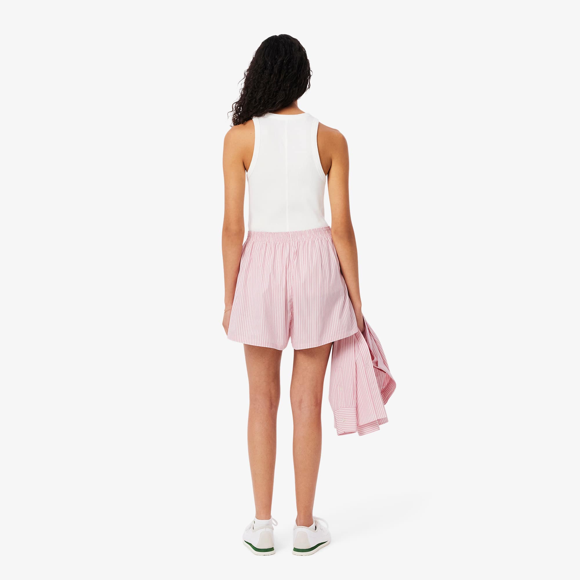 Women's Relaxed Fit Lightweight Striped Poplin Shorts - Pink / Light Pink / White