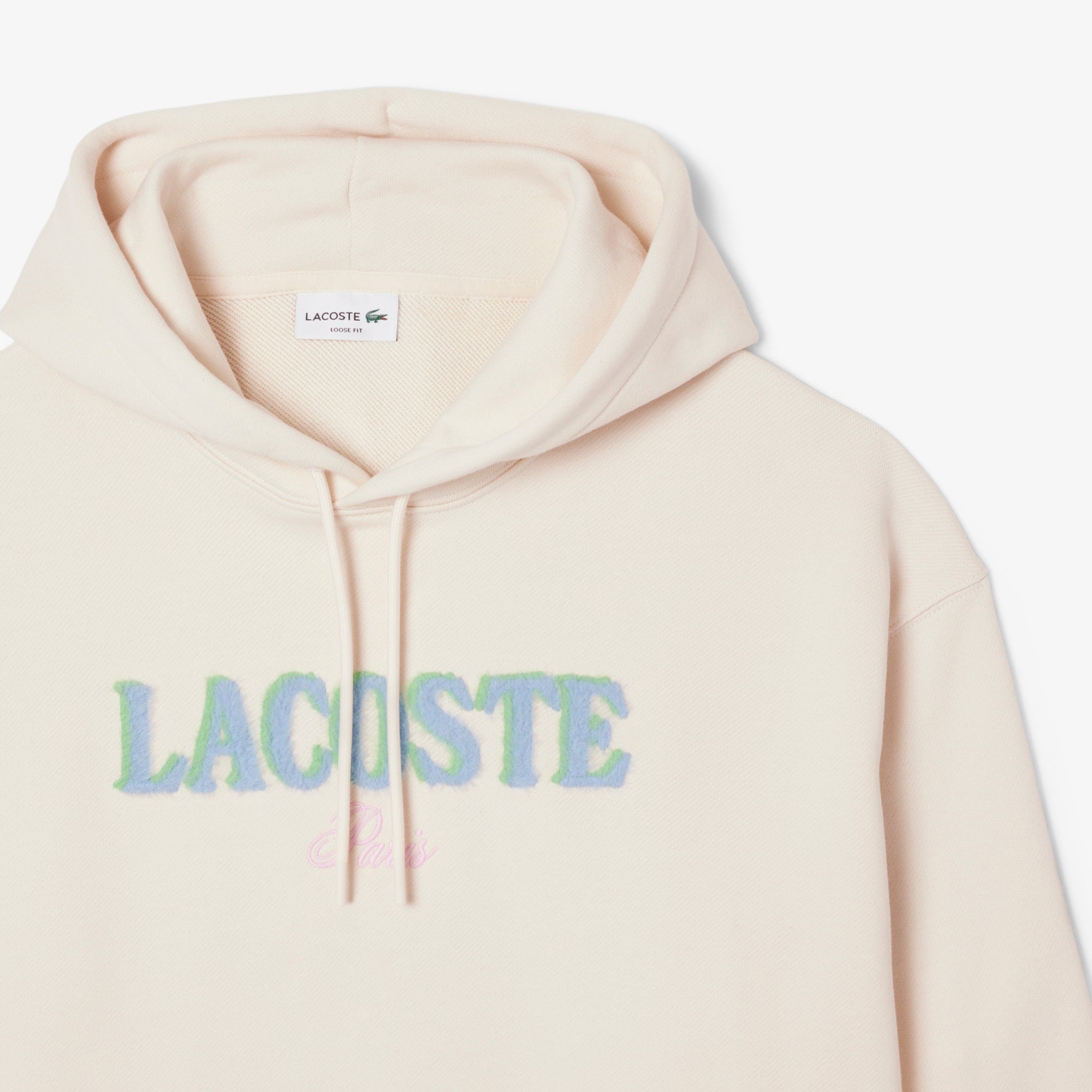 Men's Loose Fit Embroidered Hoodie - Cream