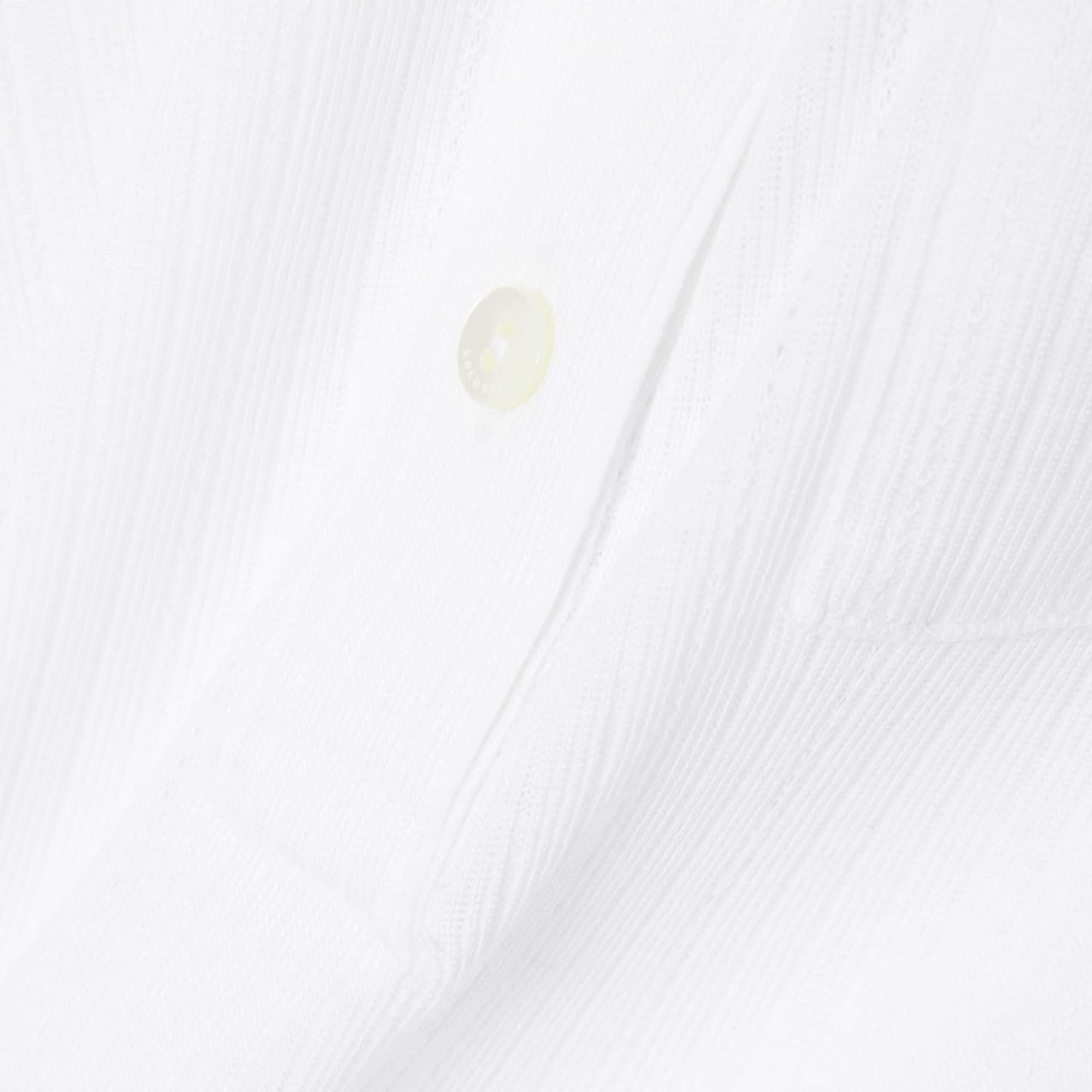 Slim Fit French Made Ribbed Polo - White / Navy Blue