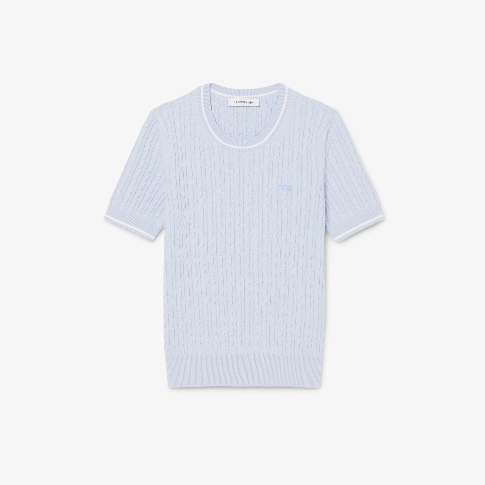 Short Sleeved Cable Knit Sweater - Phoenix blue
