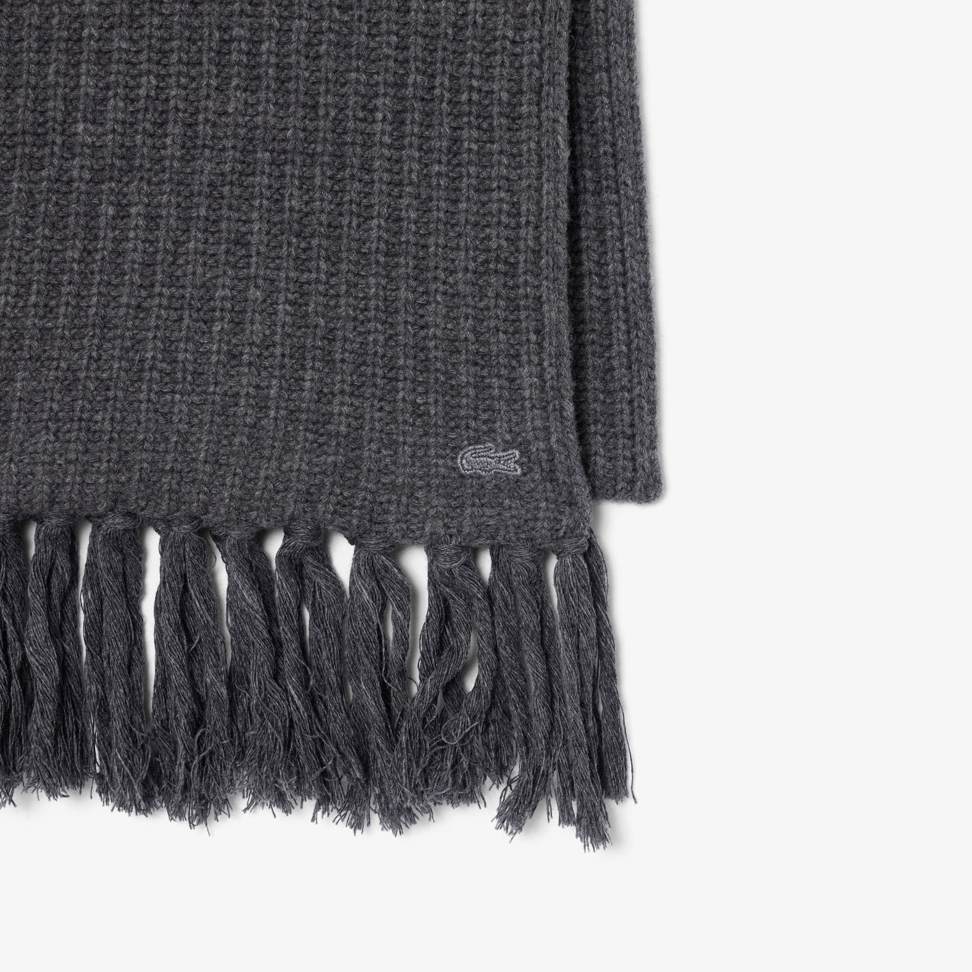 Women's Fringed Wool Scarf - Grey pitch