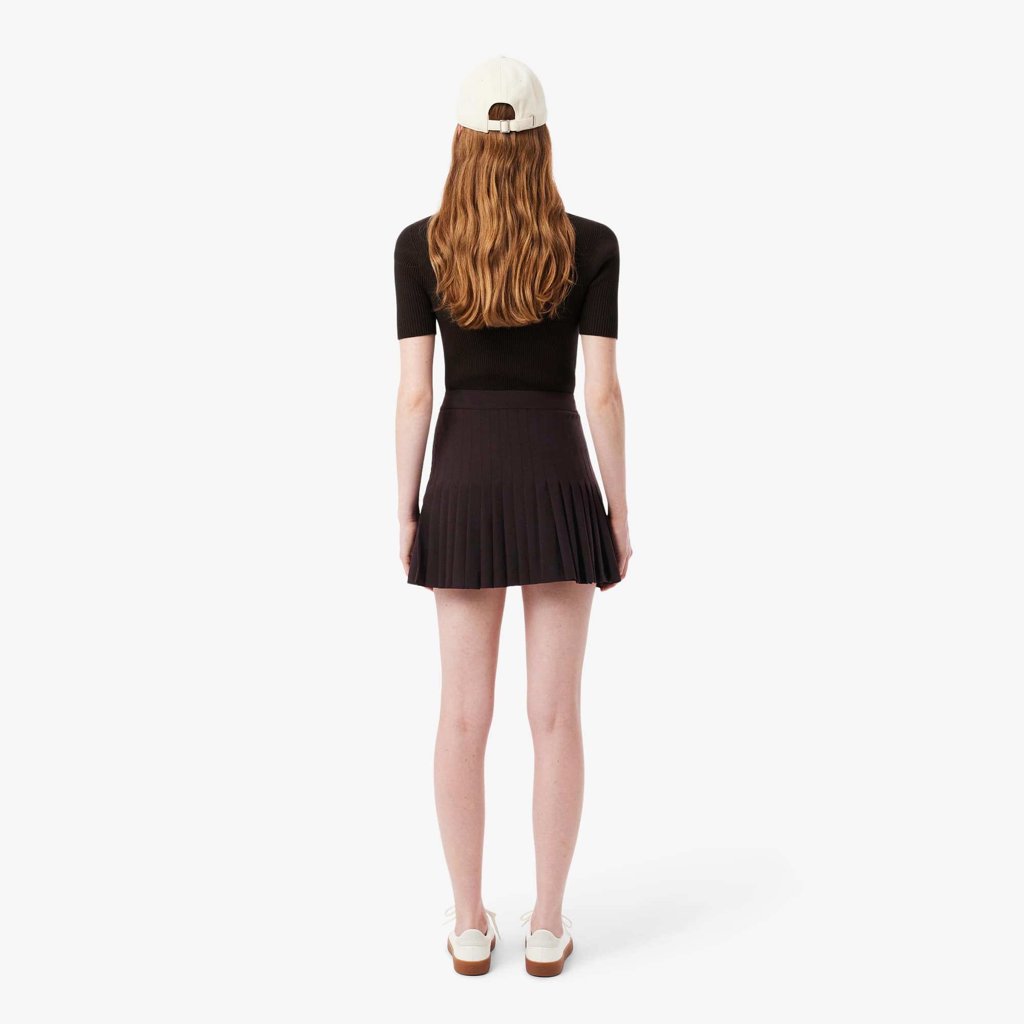 Short Pleated Wrap Skirt - Brown
