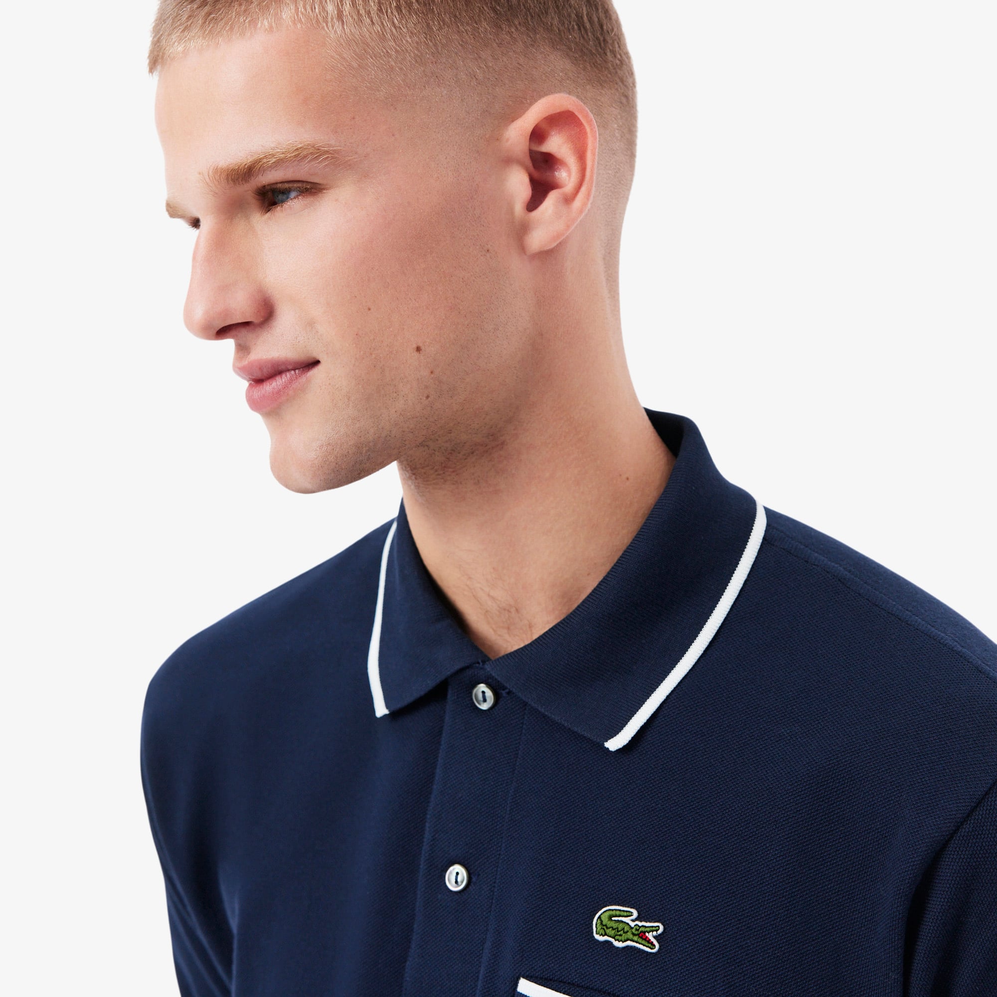 Men's Classic Fit Pocket Accent Polo - Navy Blue / White