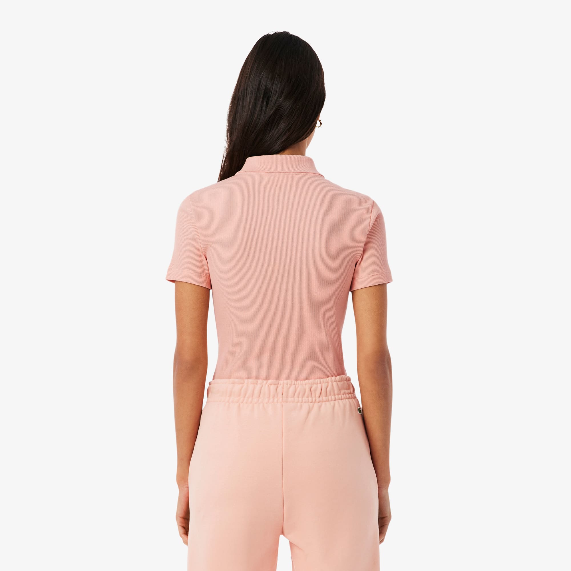 Women's Slim Fit L.12.D Ribbed Cotton Polo - Rose