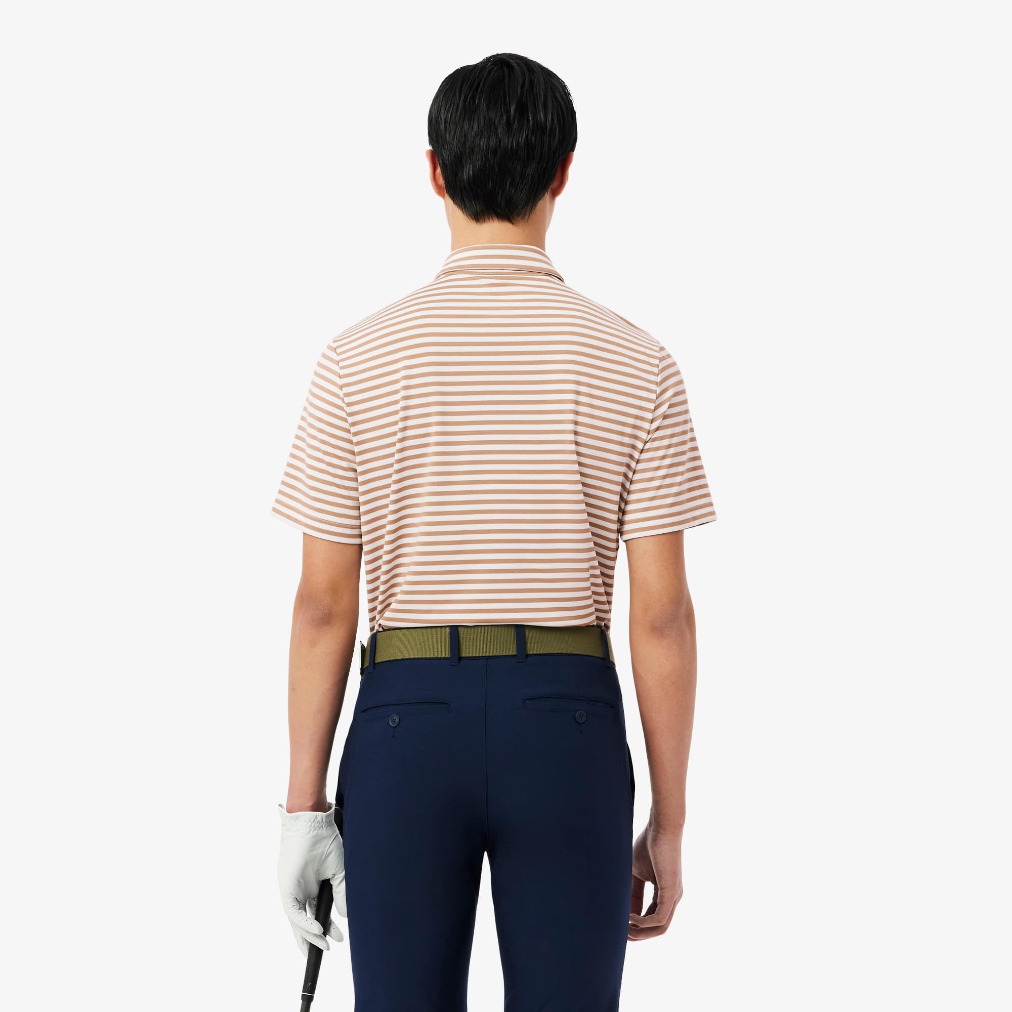 Regular Fit Ultra Dry Striped Golf Polo - Beige / White