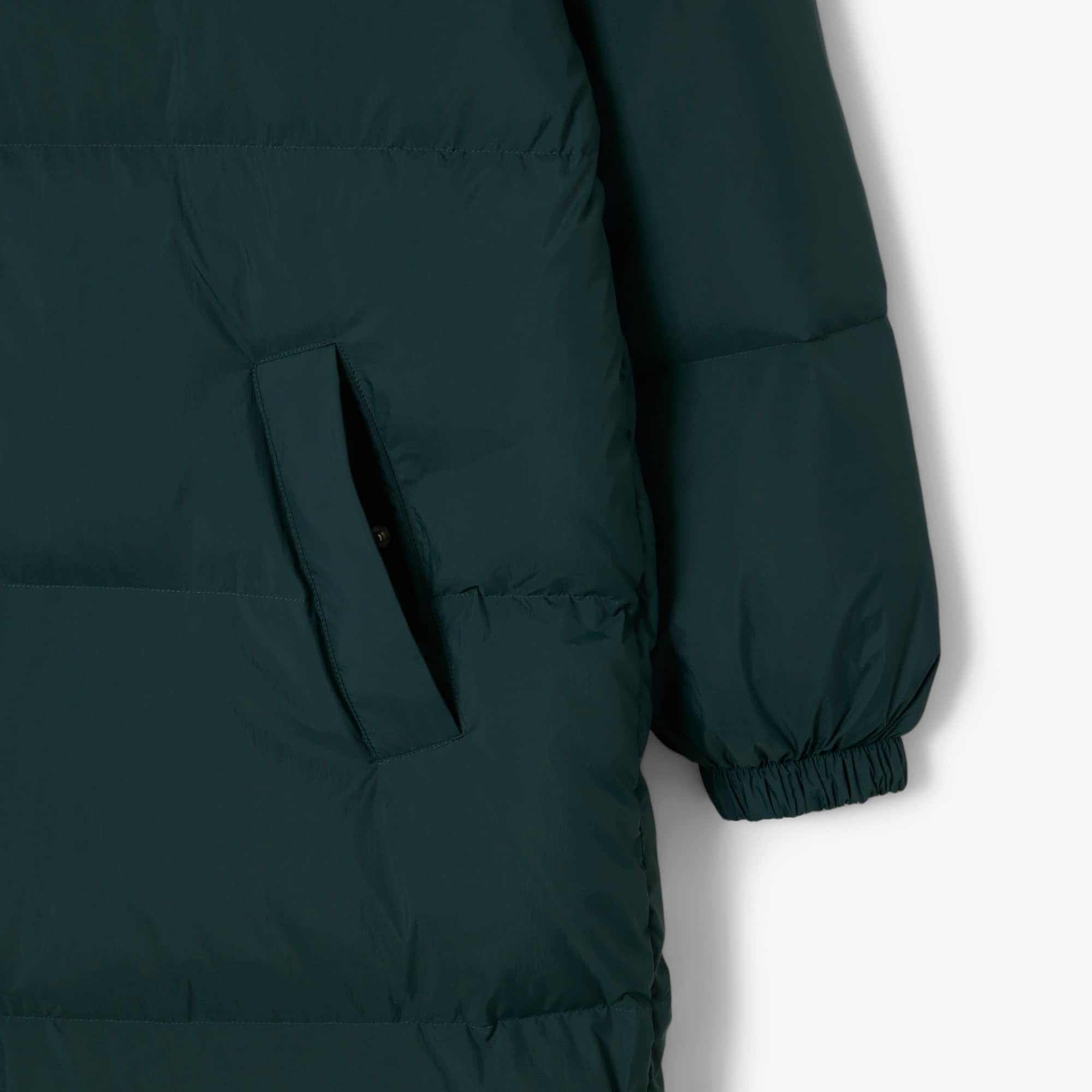 Women's Long Oversized Down Jacket - Green / White