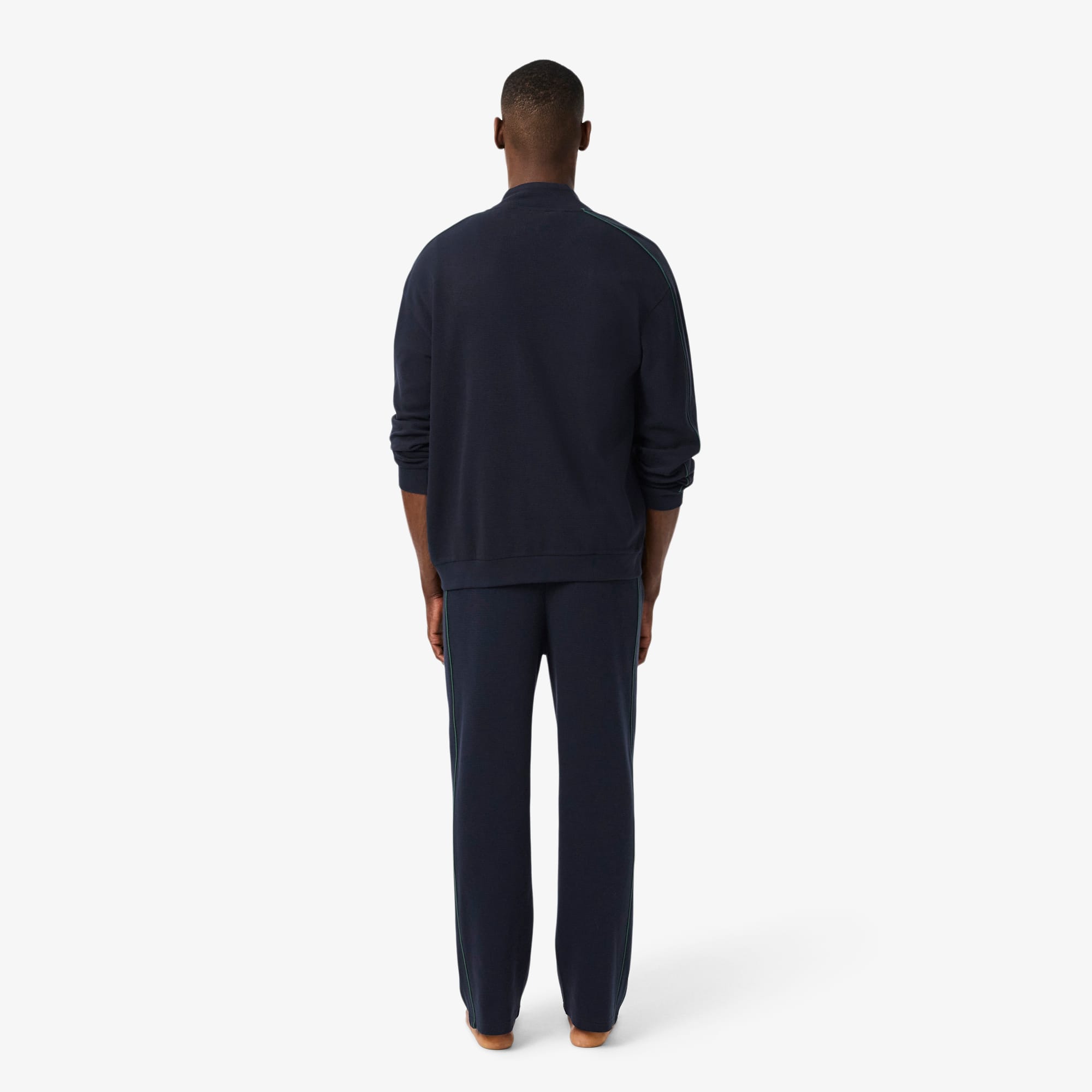 Men's Waffled Cotton Lounge Pants - Navy Blue / Green