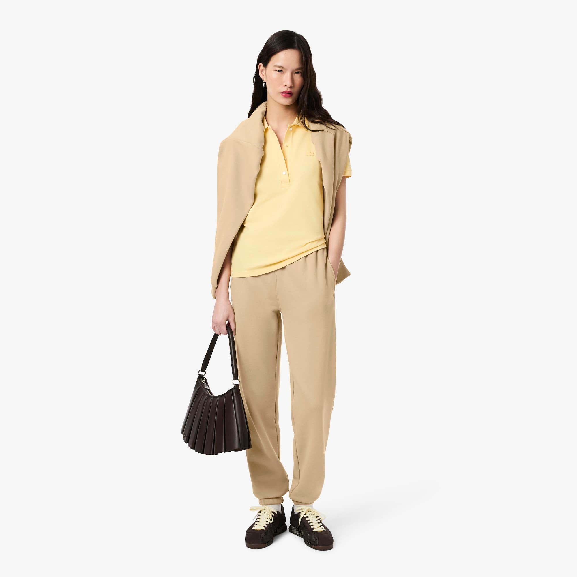 Women's Embossed Logo Fleece Pants - Beige