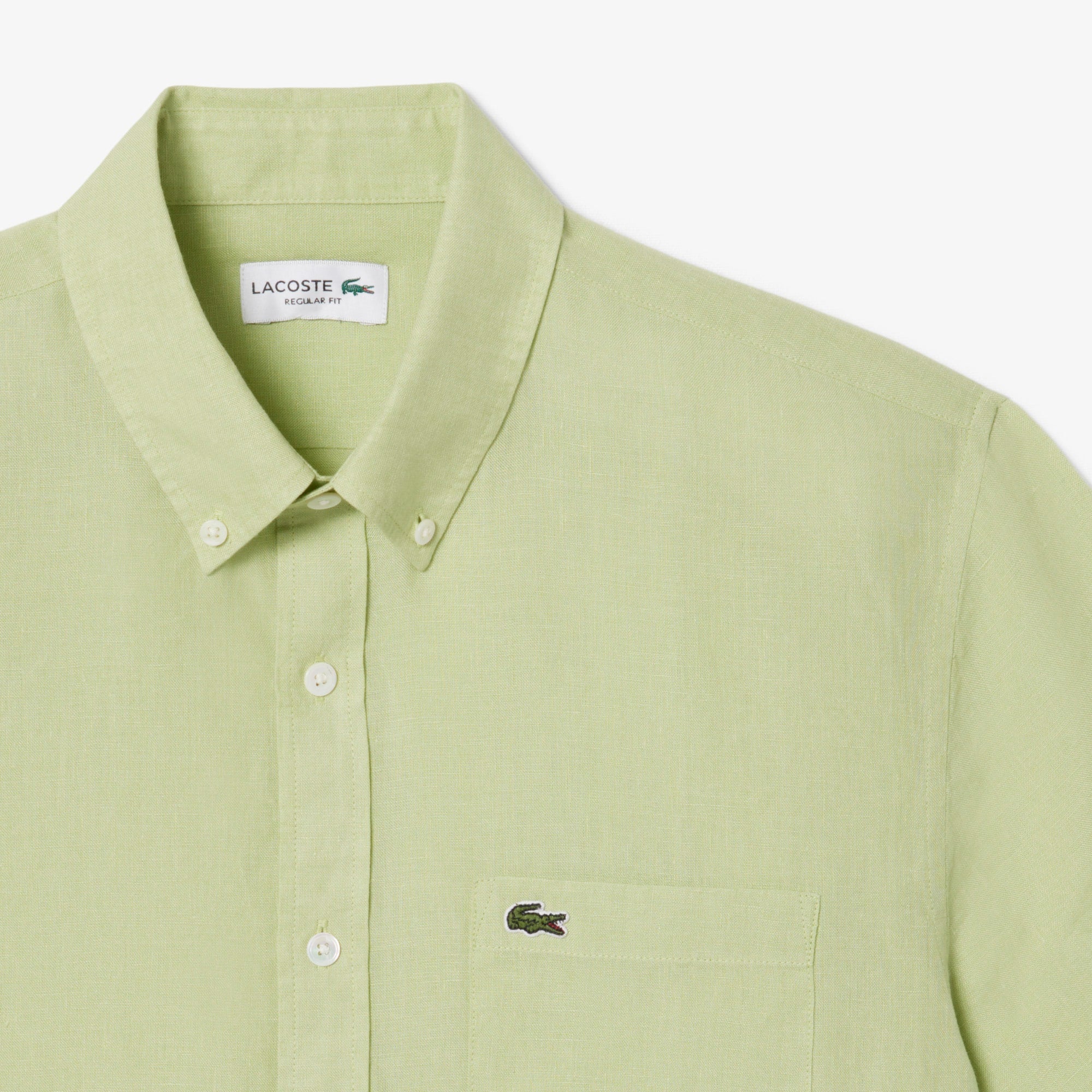 Men's Short Sleeve Linen Shirt - Green