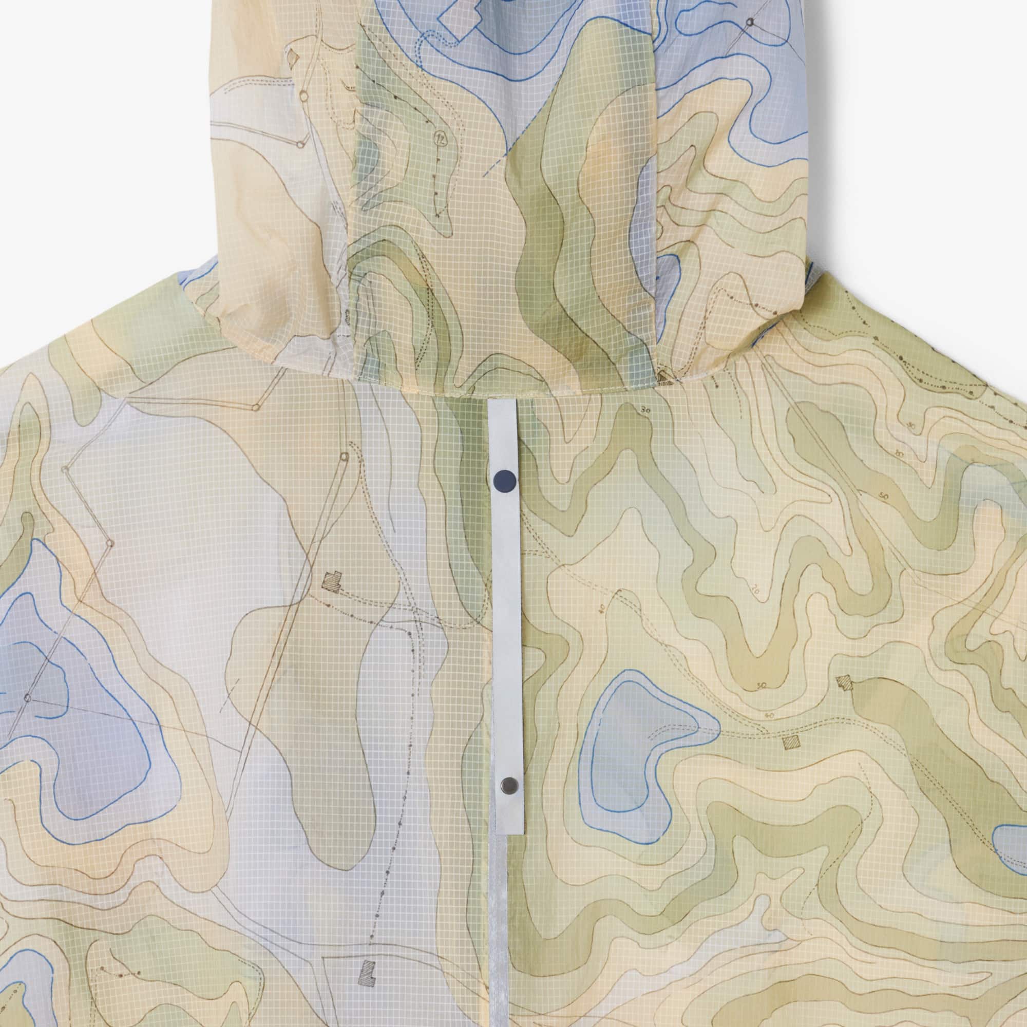 Women's Long Oversized Water-Repellent Parka - White / Blue
