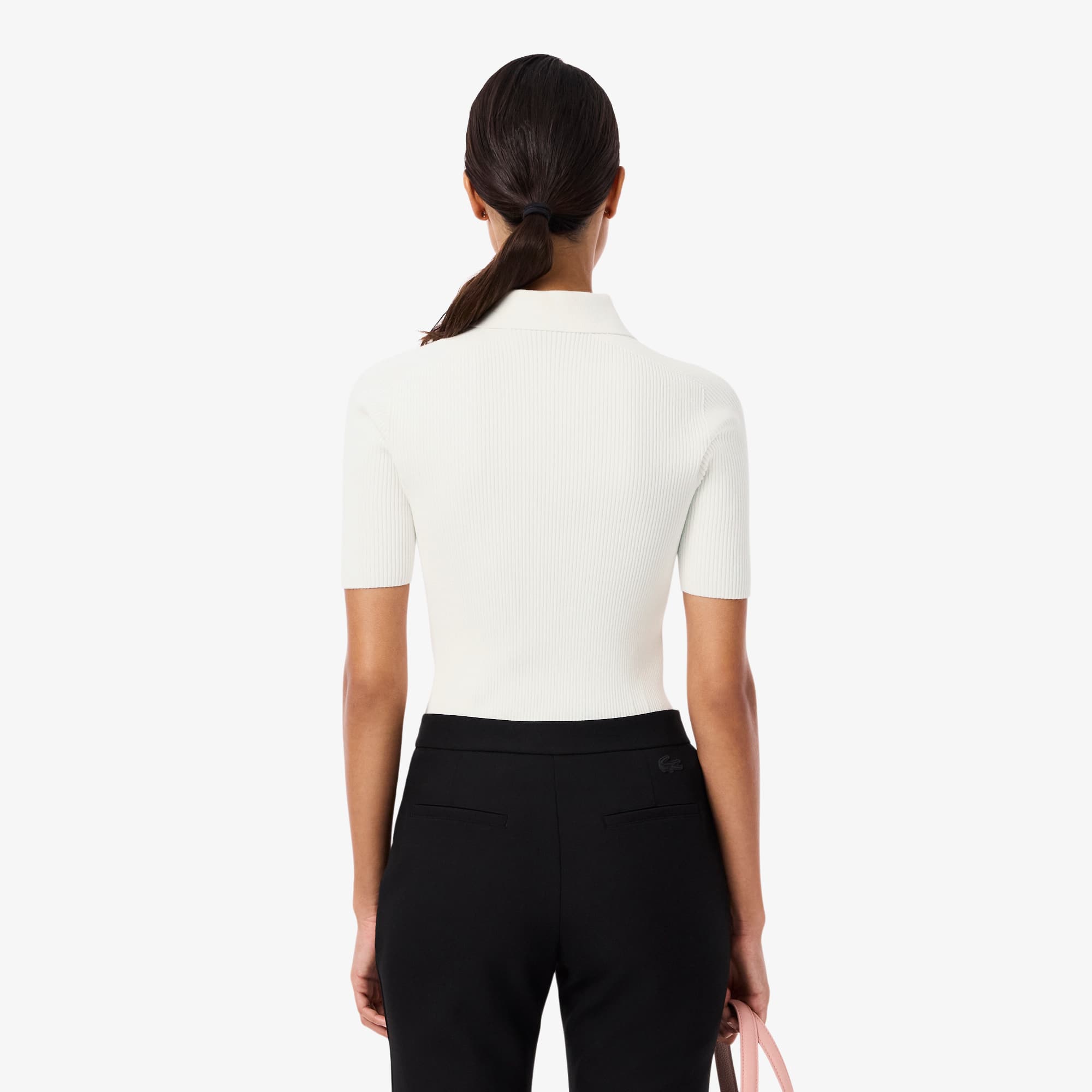 Women's 3D Ribbed Knit Polo - White