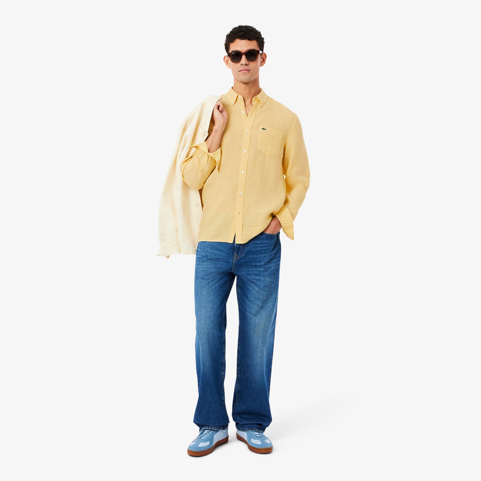 Men's Regular Fit Linen Shirt - Jaune