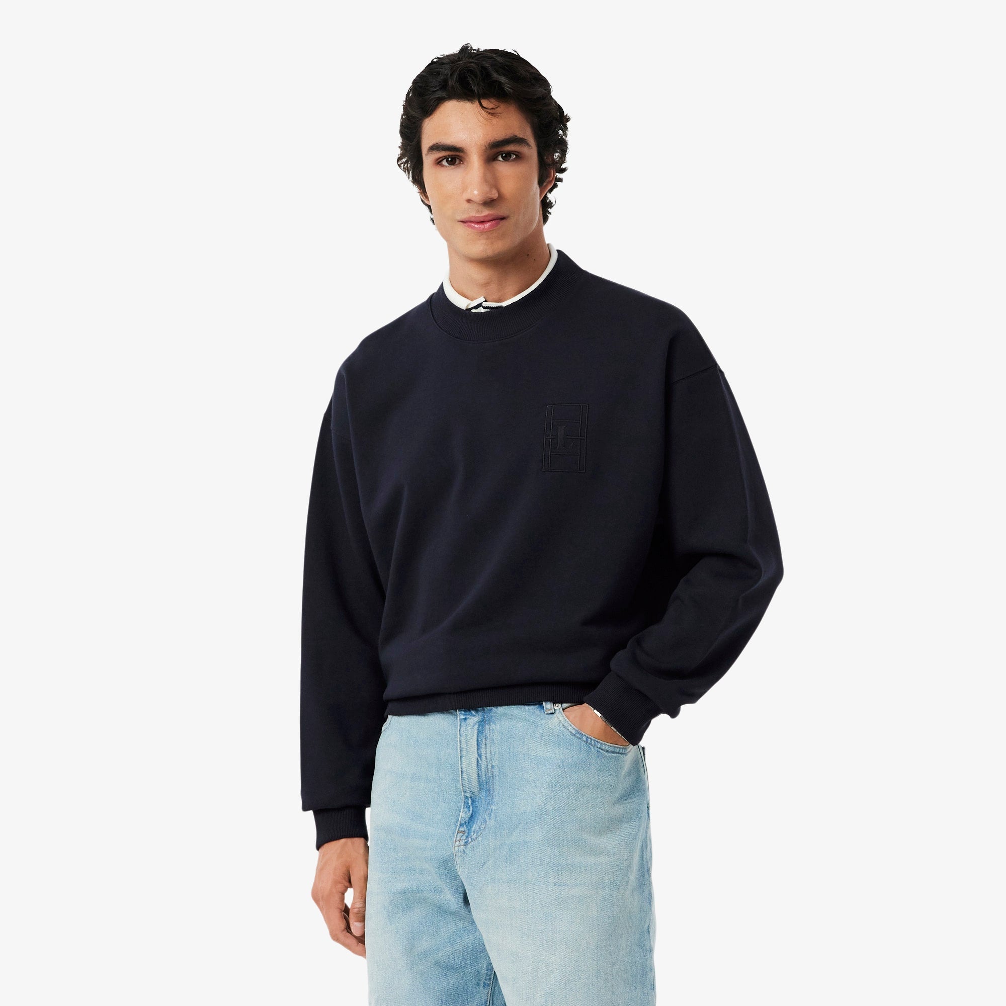 Embroidered Fleece Sweatshirt - Black