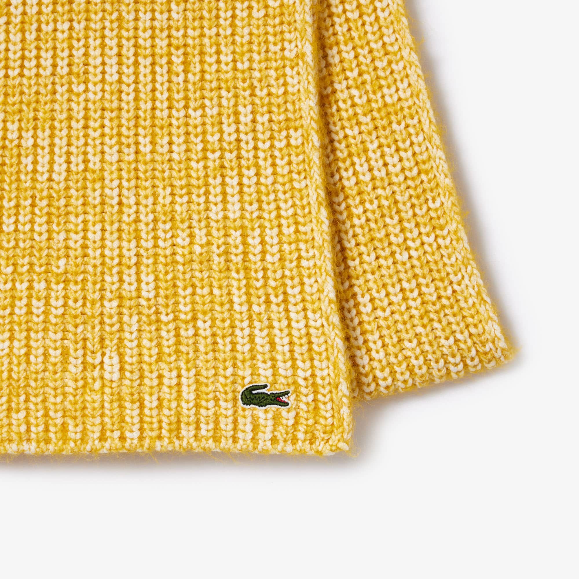 Unisex Cotton and Mercerized Alpaca Scarf - White / Yellow