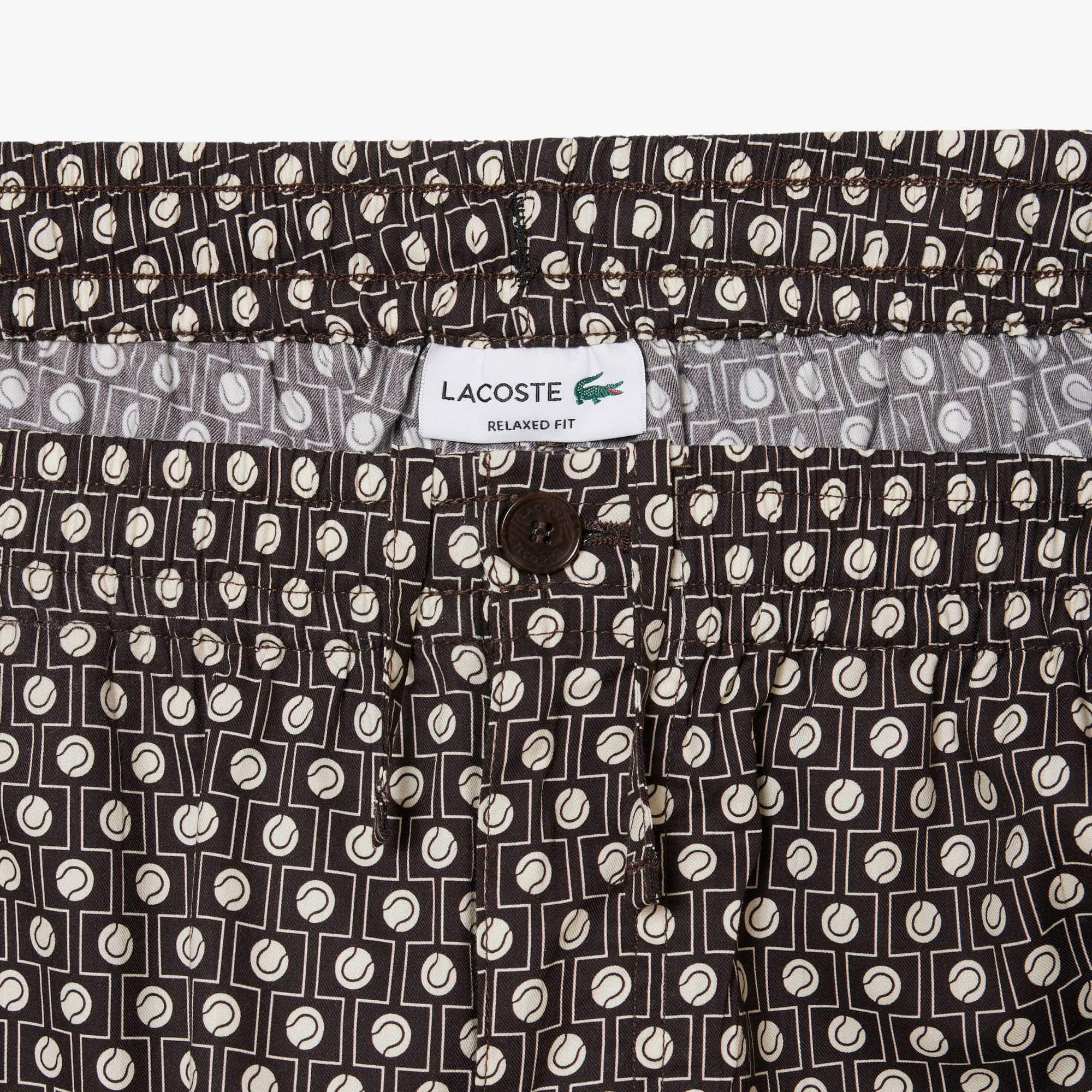 Relaxed Fit Printed Cotton Blend Shorts - Marron / Beige