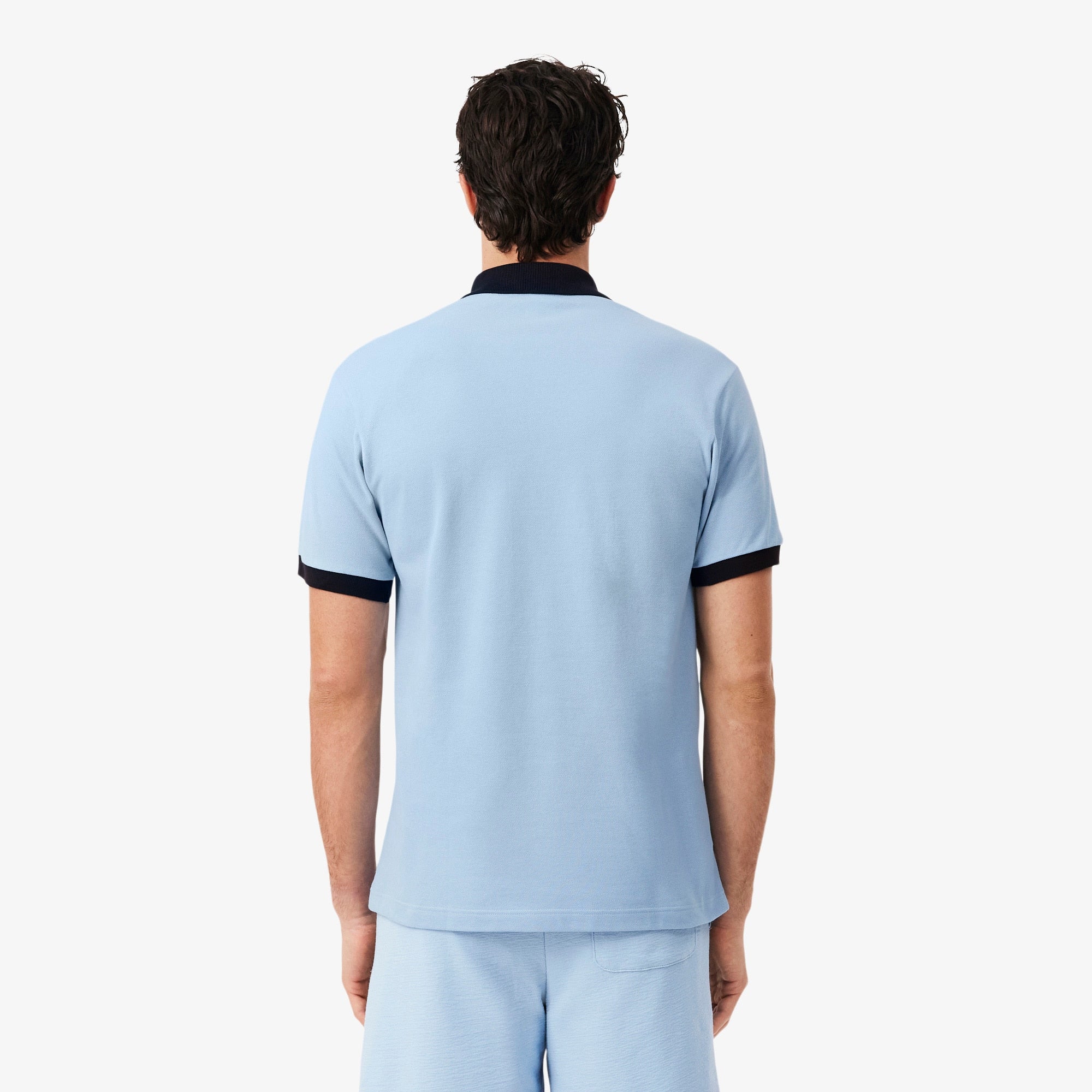 Classic Fit Contrast Rib Polo - Bleu Clair / Marron