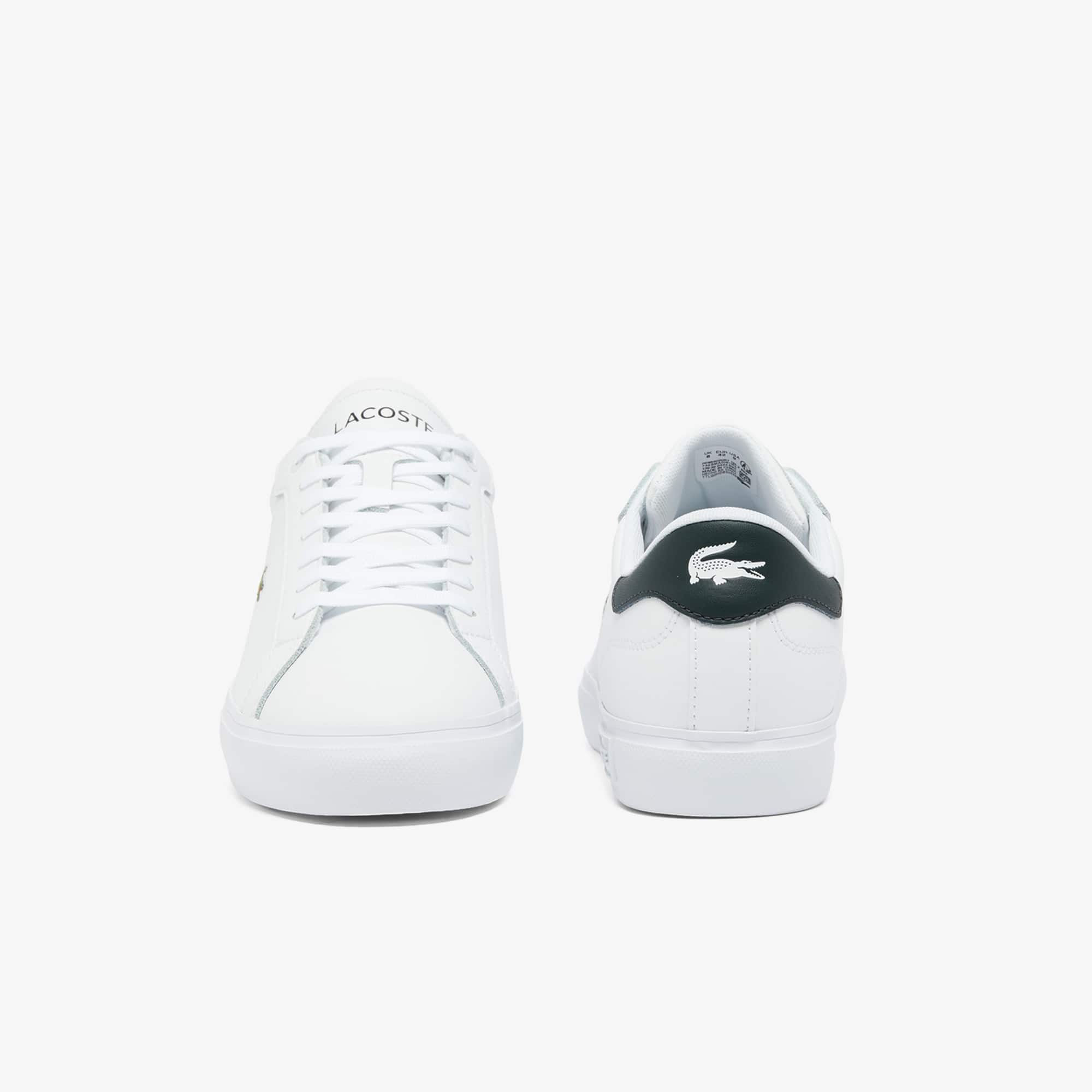Men's Powercourt Leather Sneakers - WHITE/DARK GREEN