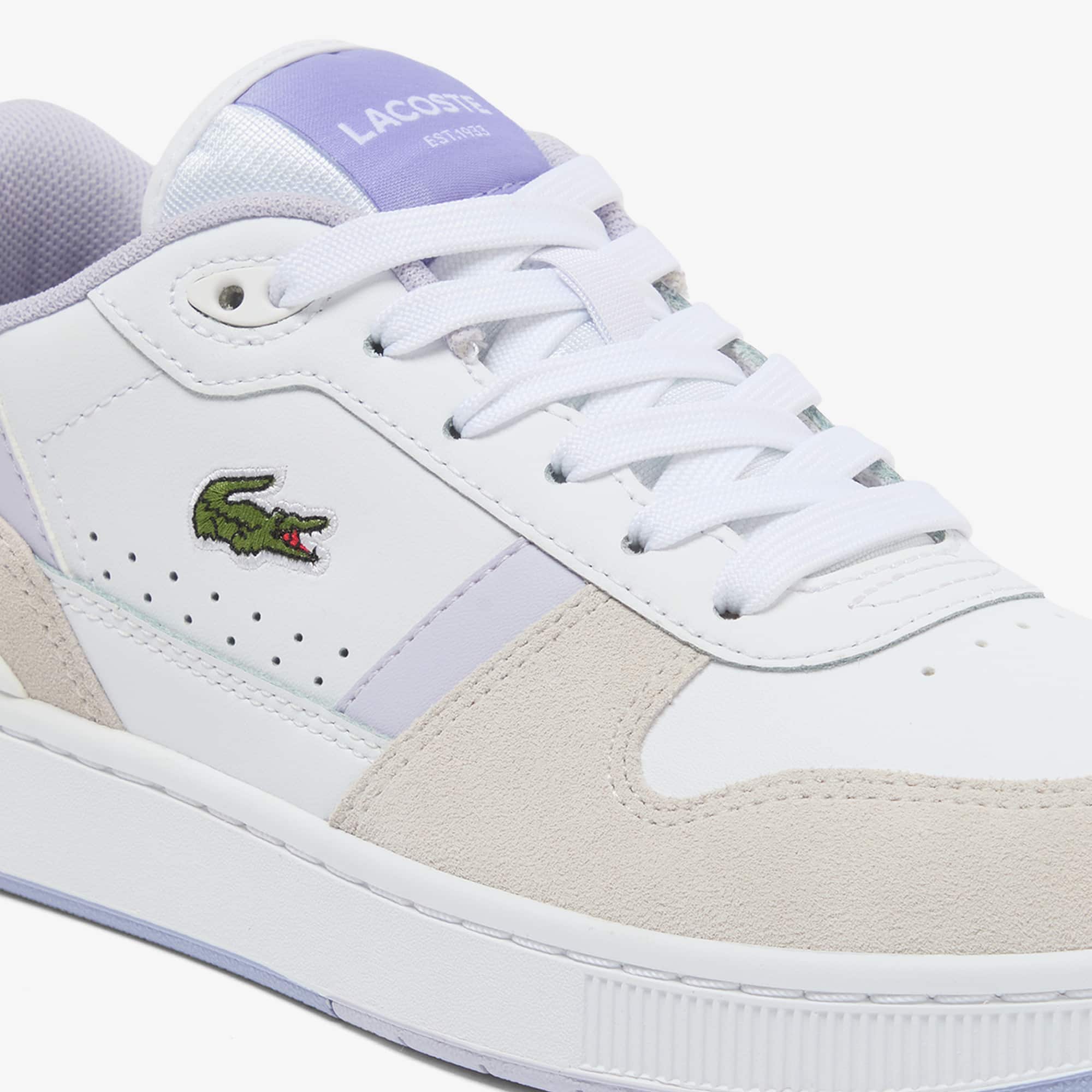 Women's T-Clip Set Leather Sneakers - WHT/LT PURP