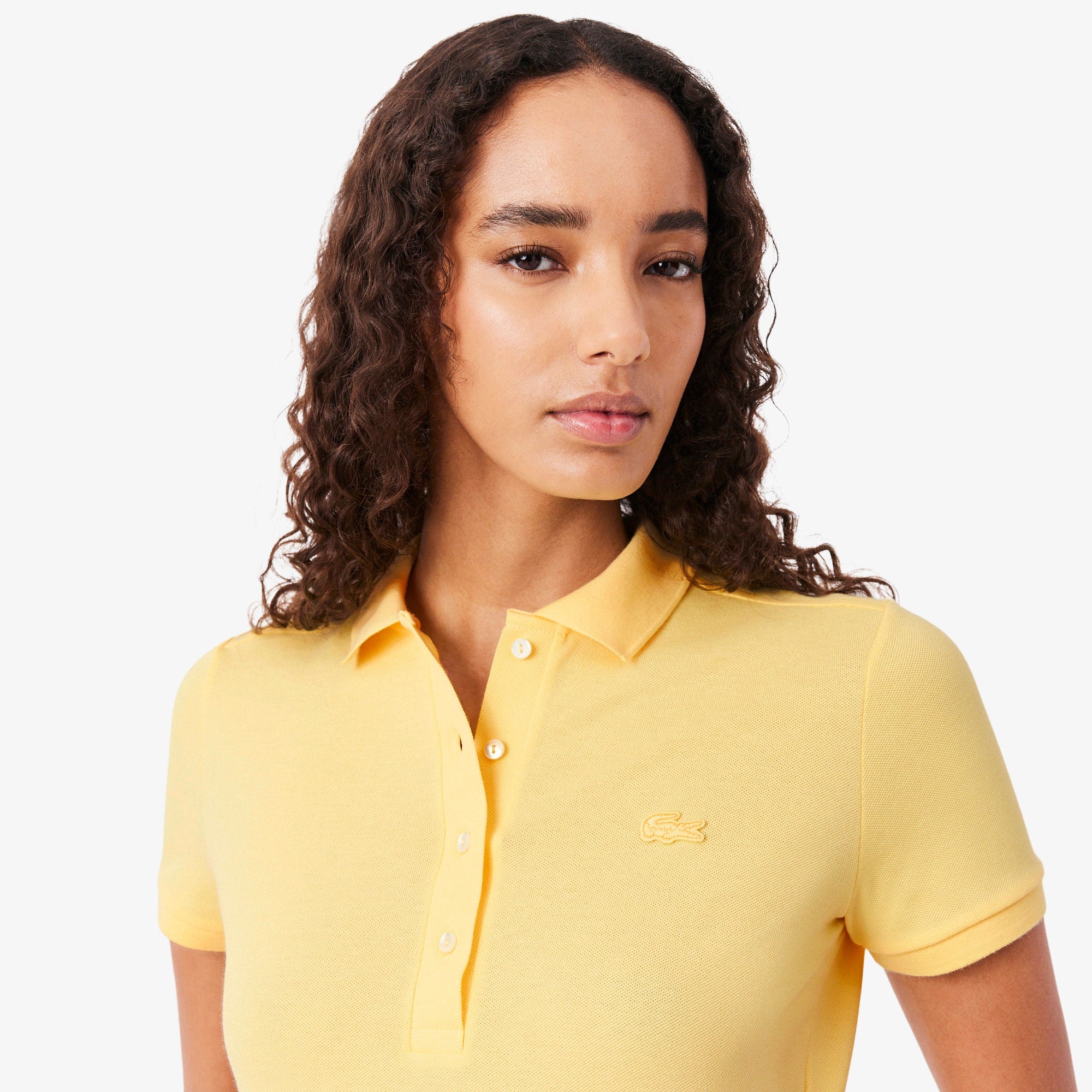 Women's L.12.D Slim Fit Stretch Mini Piqué Polo - Pastel yellow