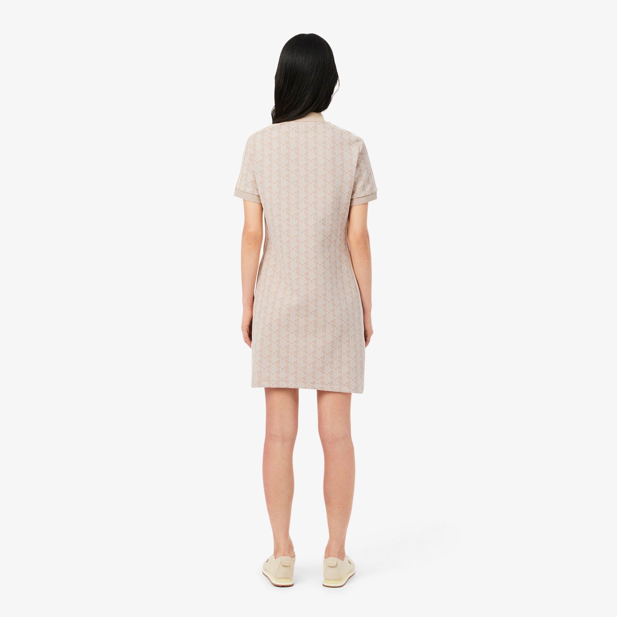 Women's Slim Fit Monogram Polo Dress - Beige / Blanc