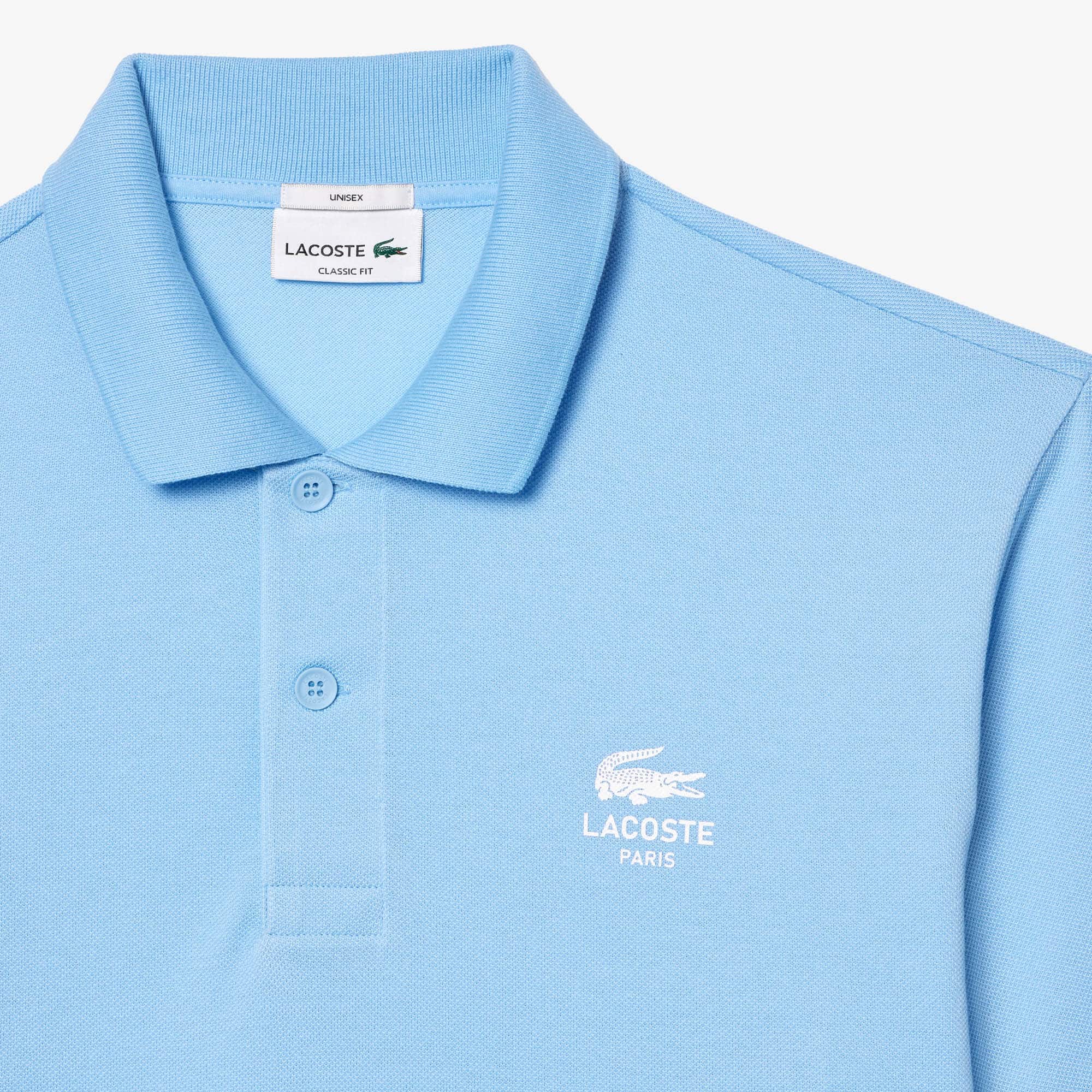 Unisex Classic Fit Signature Print Polo - Pastel blue