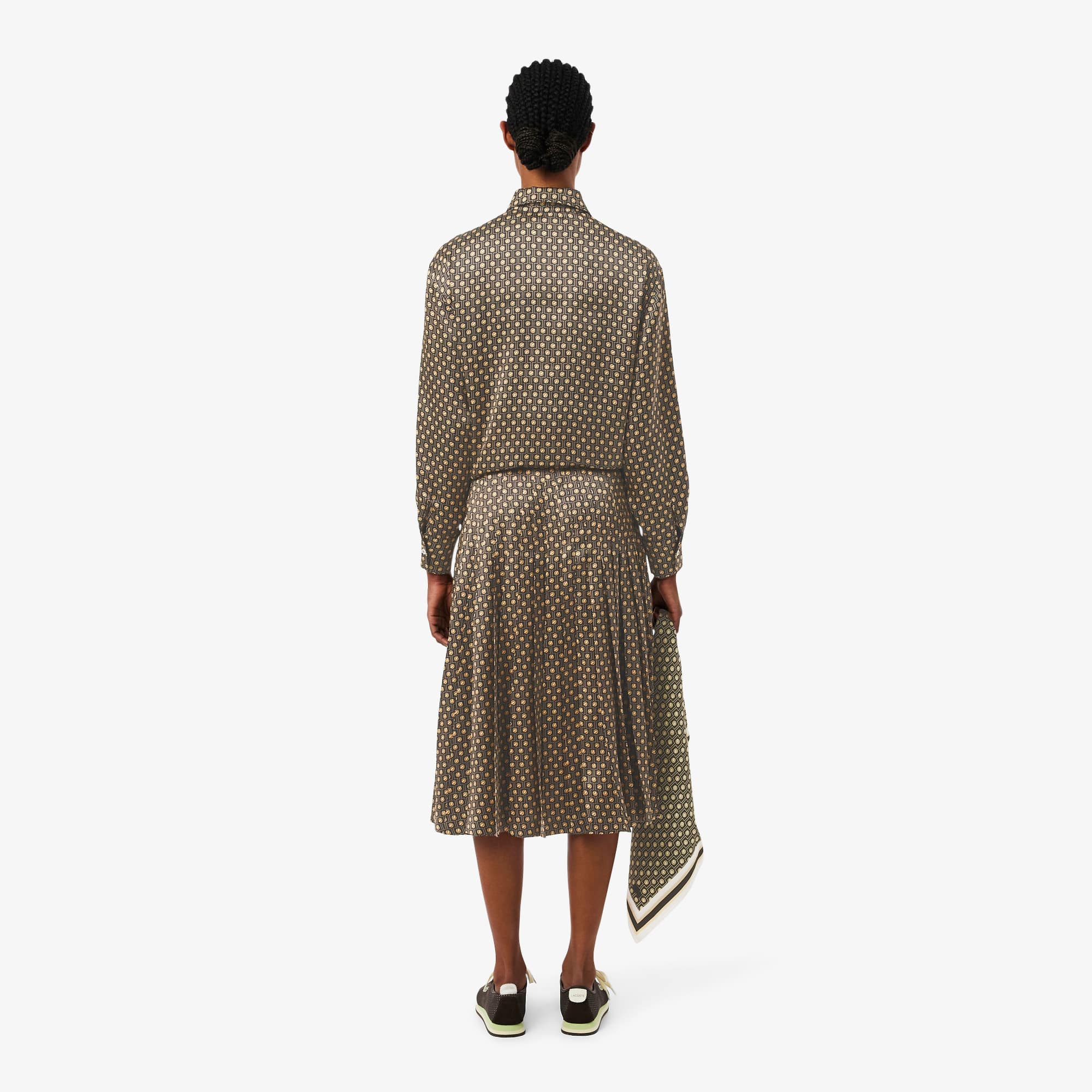 Printed pleated Midi Skirt - Marron / Jaune