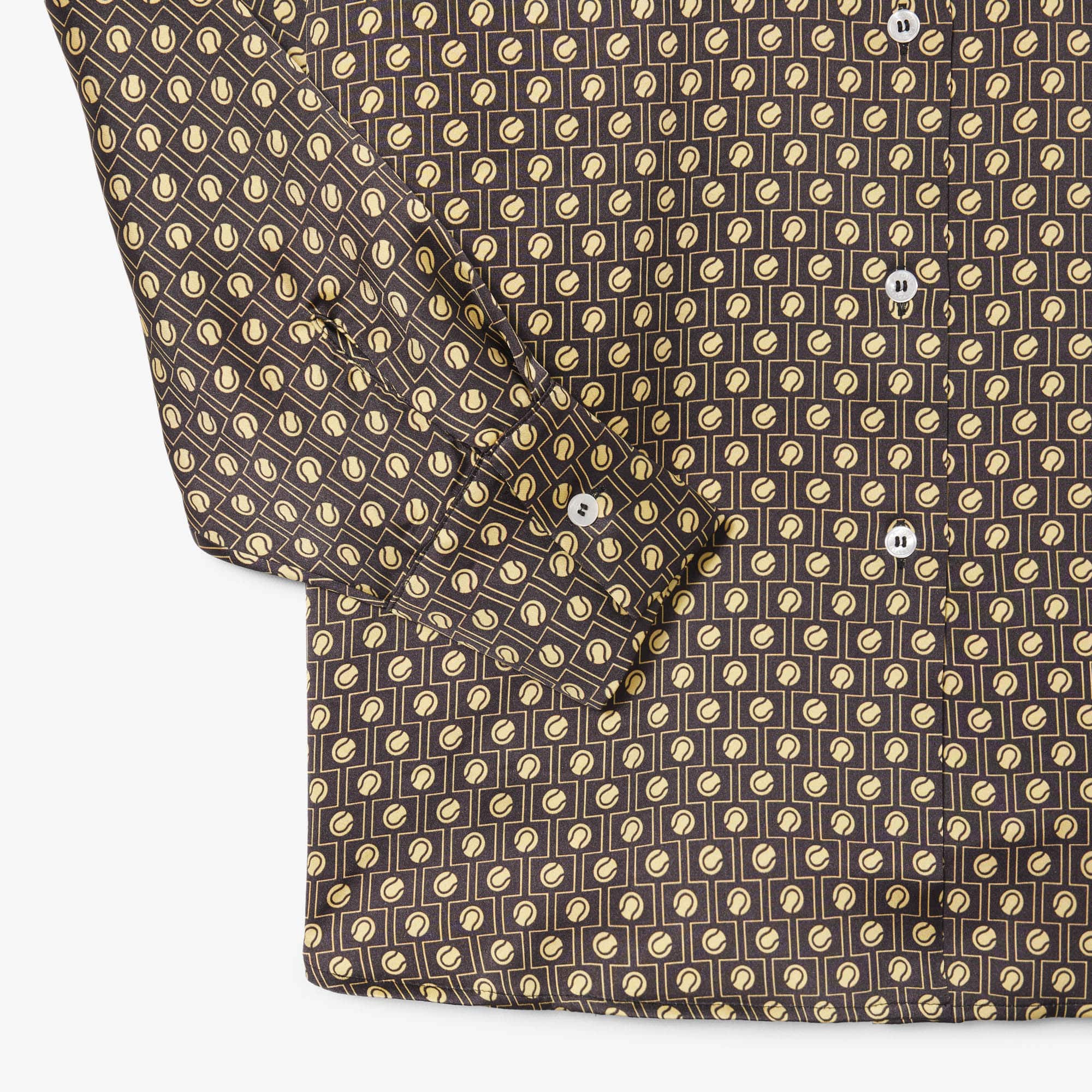 Oversized Printed Satin Shirt - Marron / Jaune