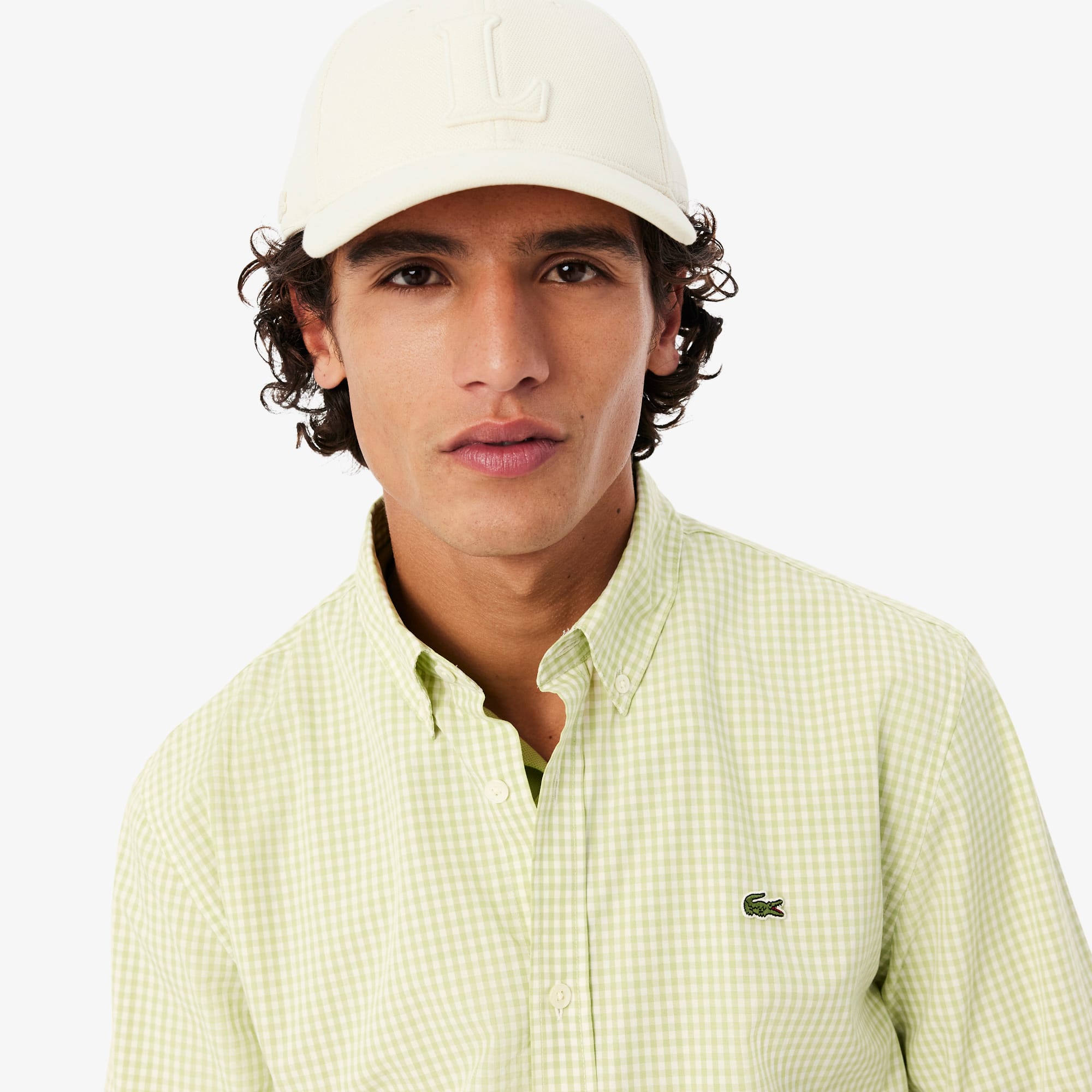 Regular Fit Plaid Poplin Shirt - Blanc / Vert