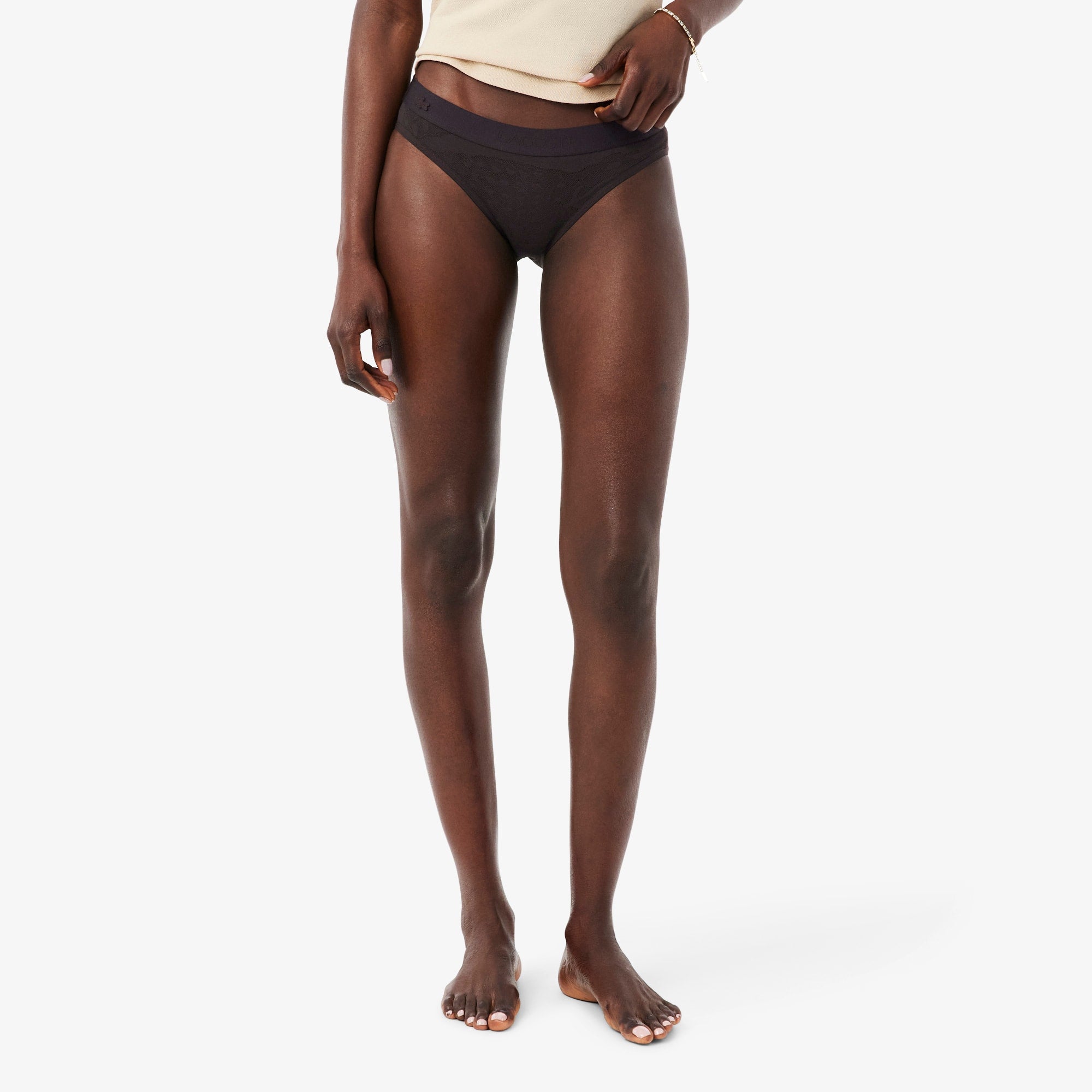 Branded Waist Mesh Briefs - Brown