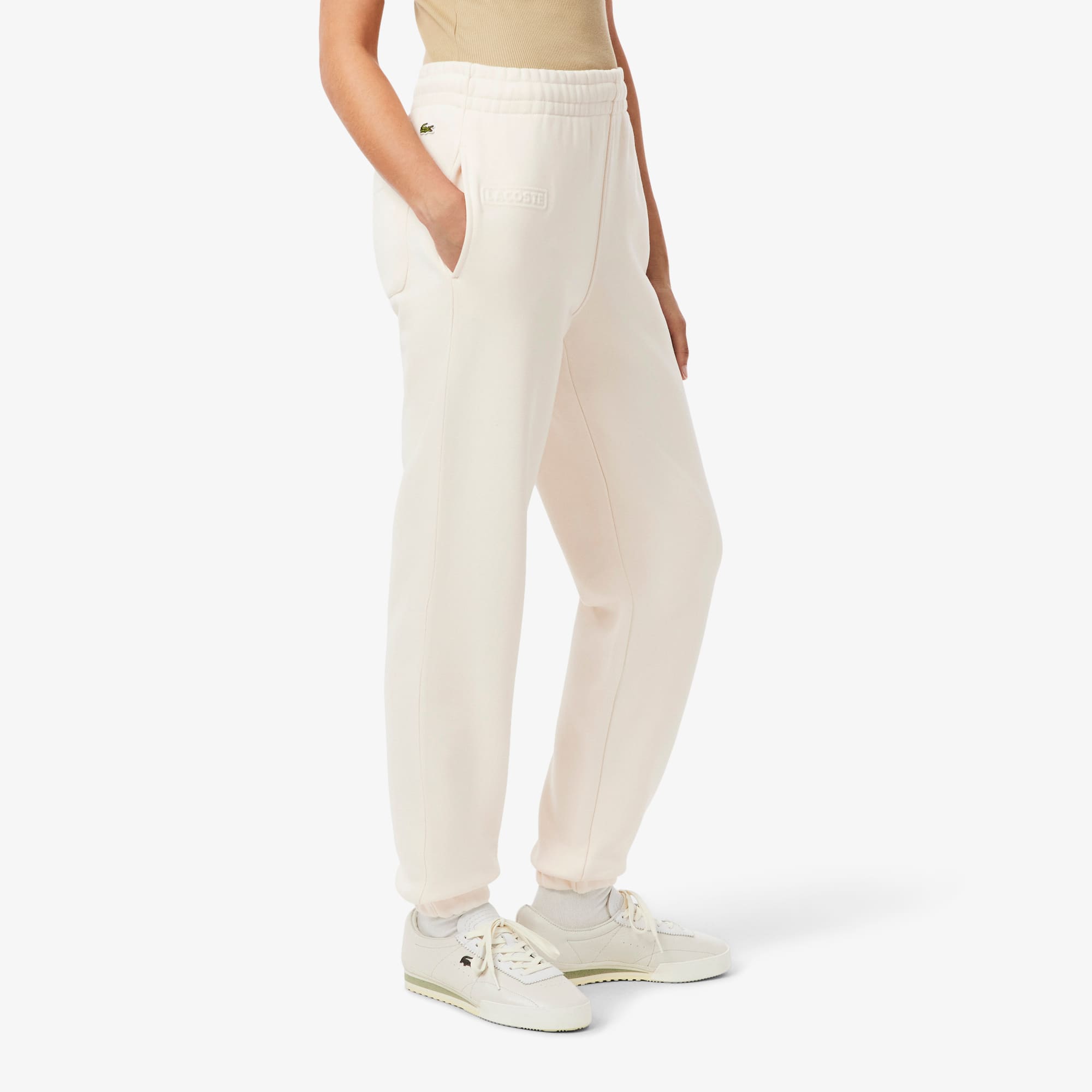Women's Embossed Logo Fleece Pants - Cream