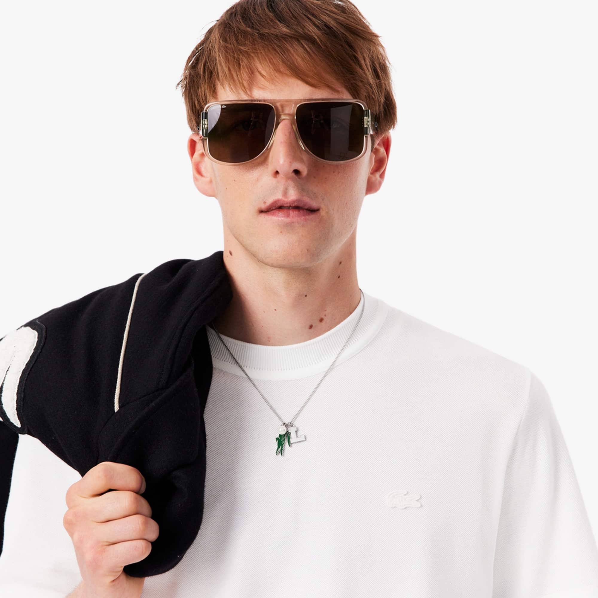 Men's Ribbed Neck Petit Piqué T-Shirt - White