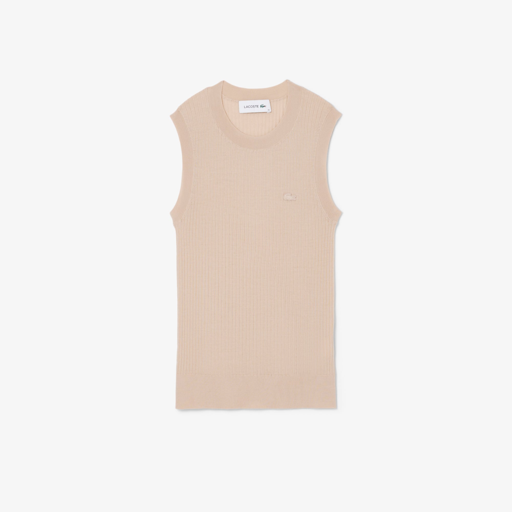 Merino Wool 3D Knit Sleeveless Sweater - Beige