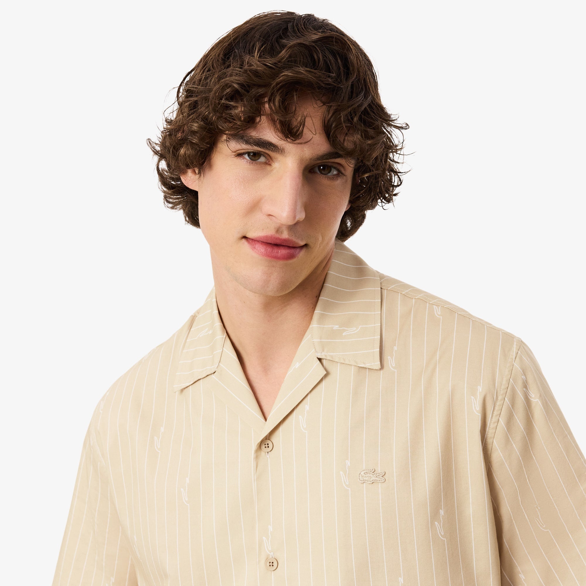 Relaxed Fit Print Twill Shirt - Beige / Blanc