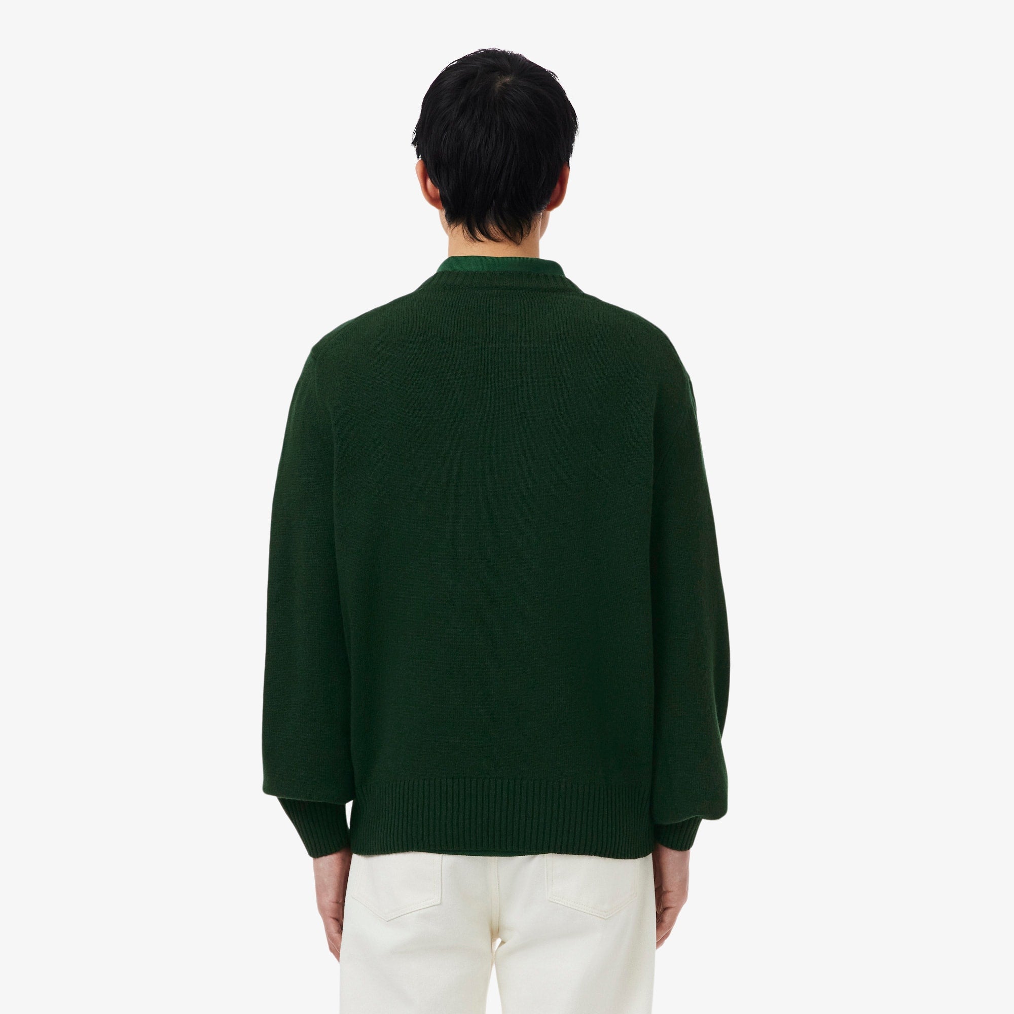 Men's Wool Crew Neck Sweater - Forest green