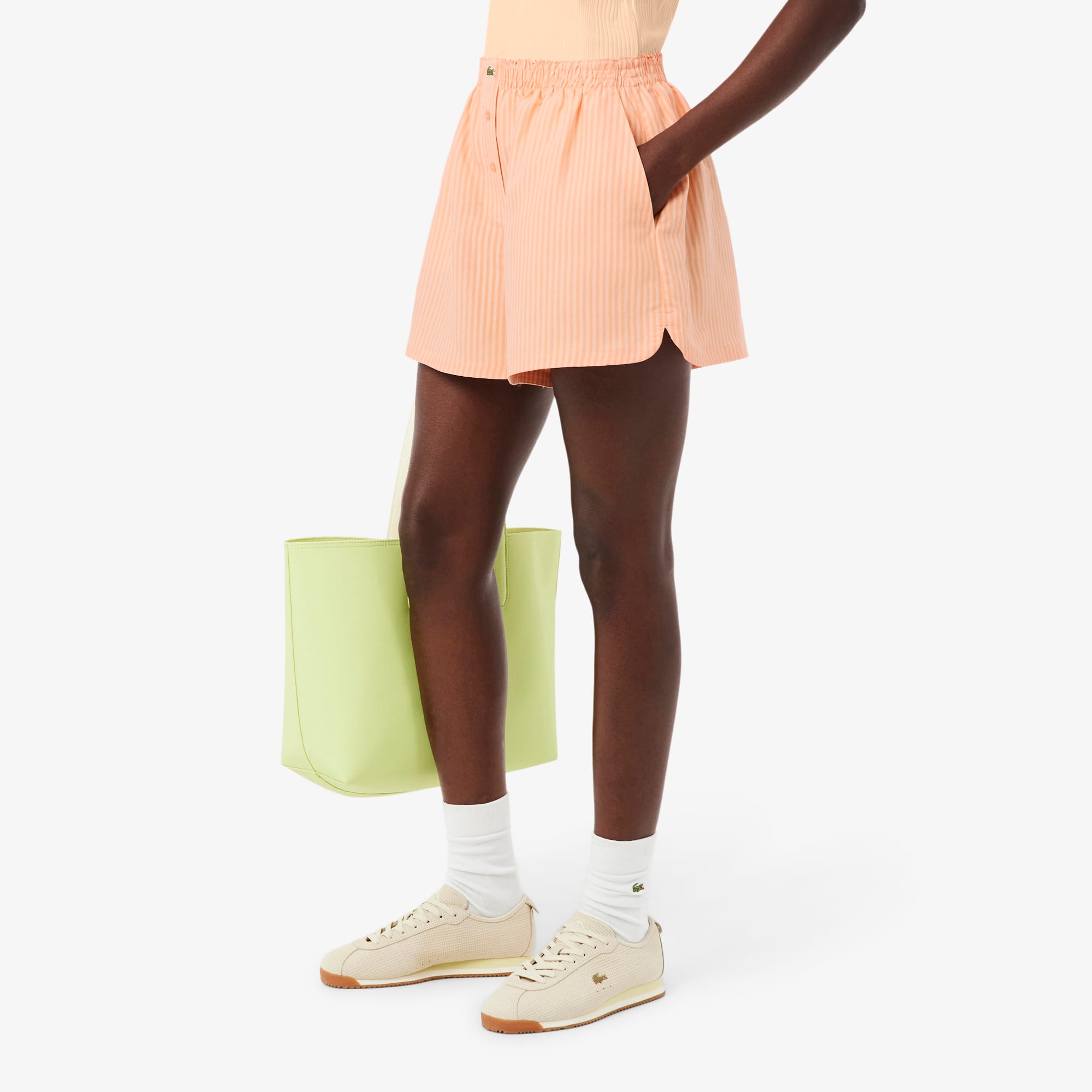Oversized Linen Blend Shorts - Rose / Orange
