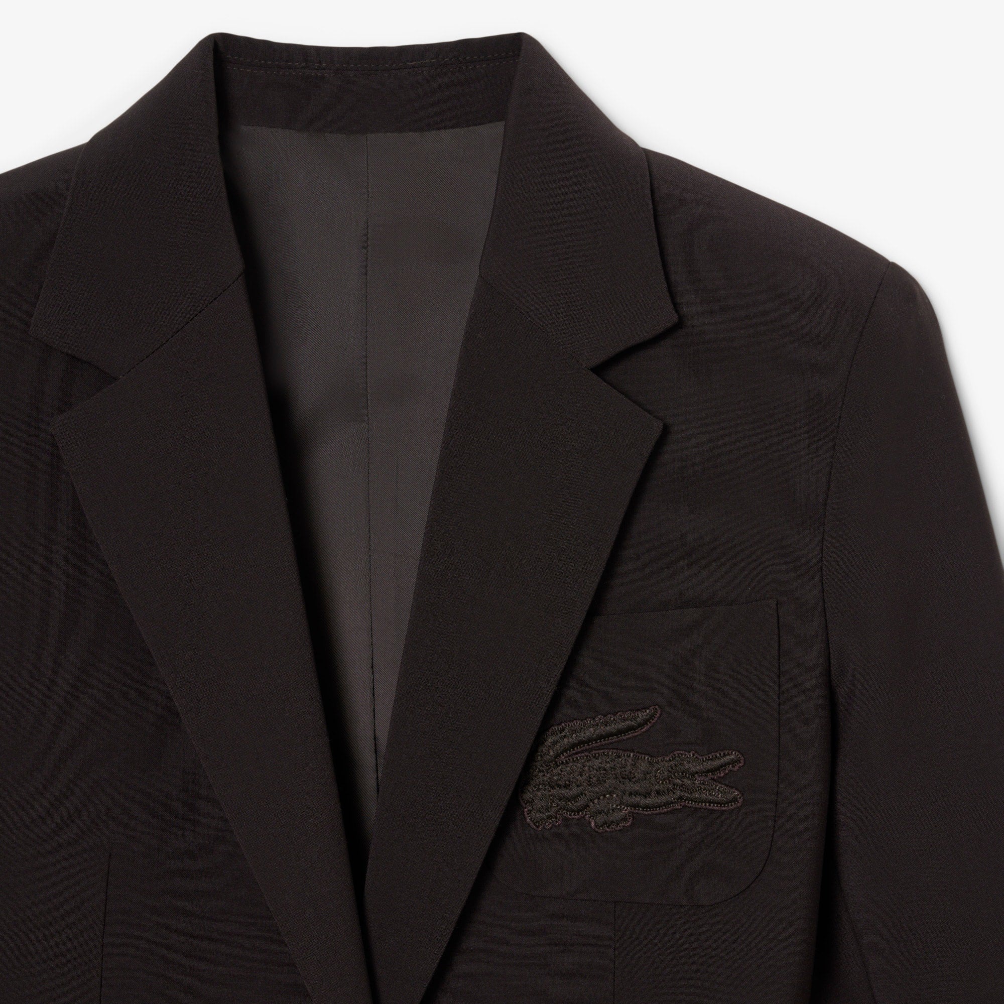 Women's Embroidered Logo Slim Fit Wool Blazer - Brown