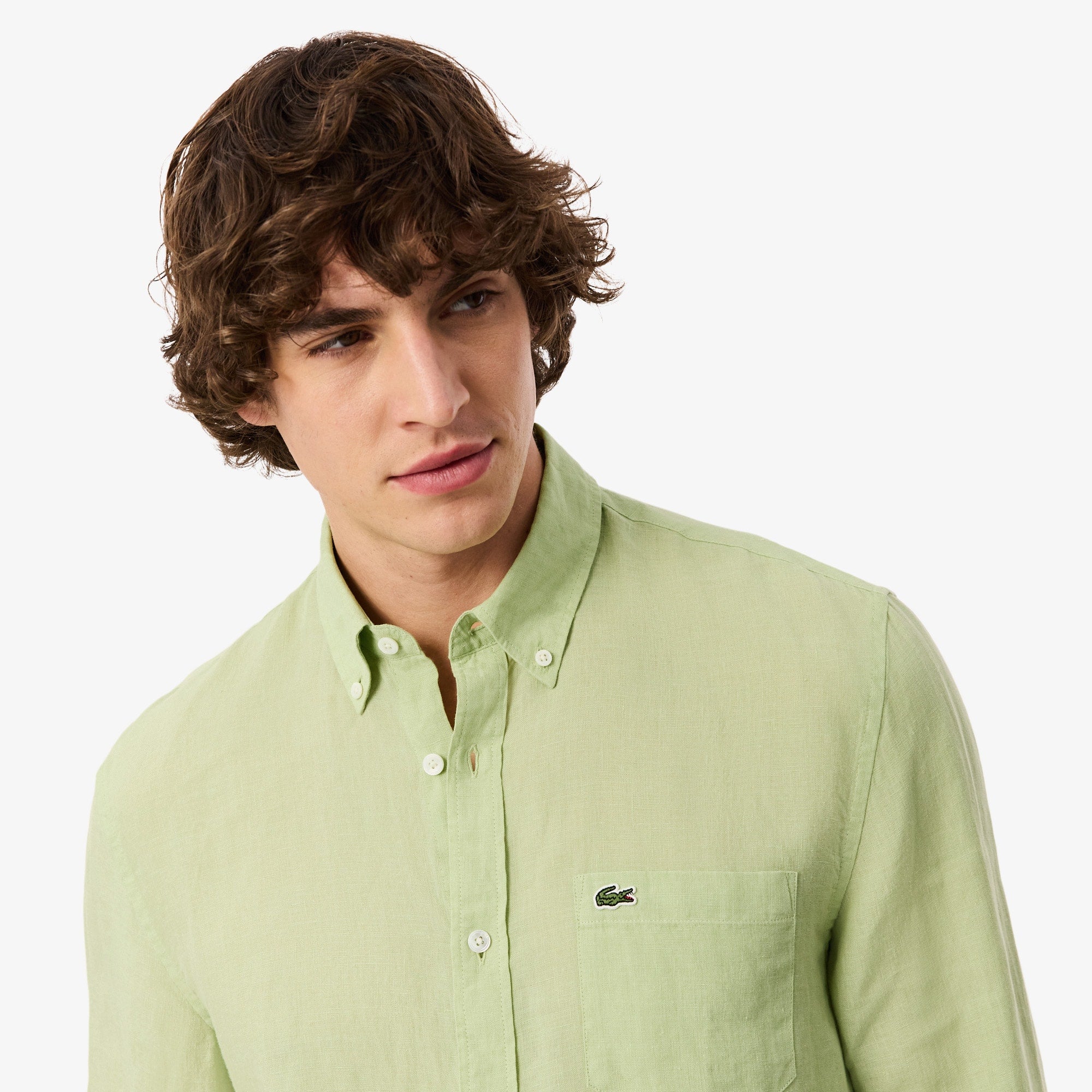 Men's Regular Fit Linen Shirt - Green