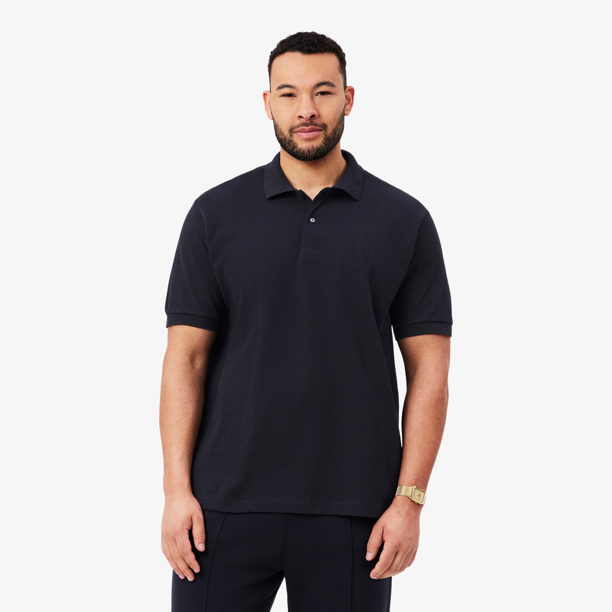 Classic Fit Embroidery Detail Petit Piqué Polo - Black