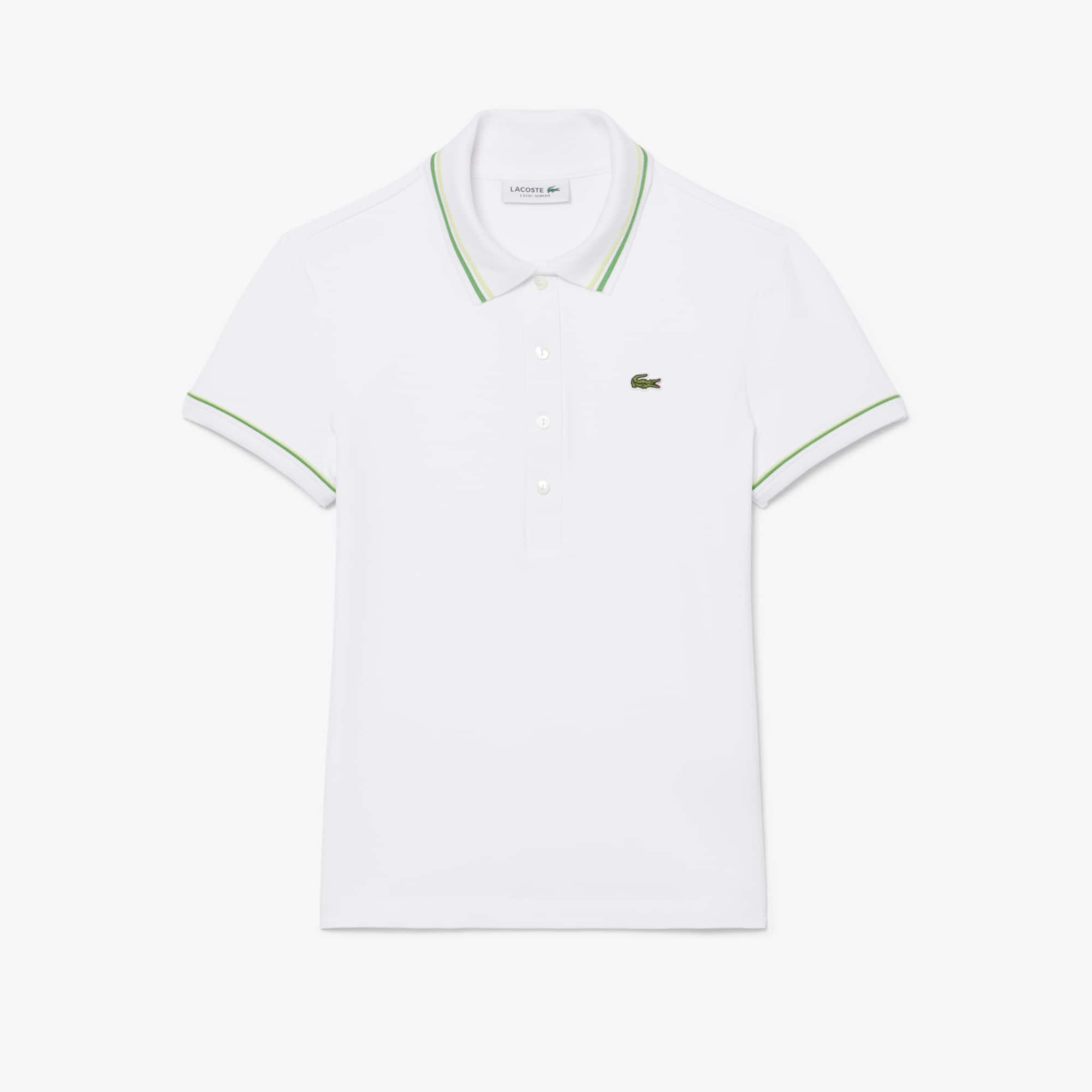 Women's L.12.D Slim Fit Trim Detail Polo - Blanc / Vert