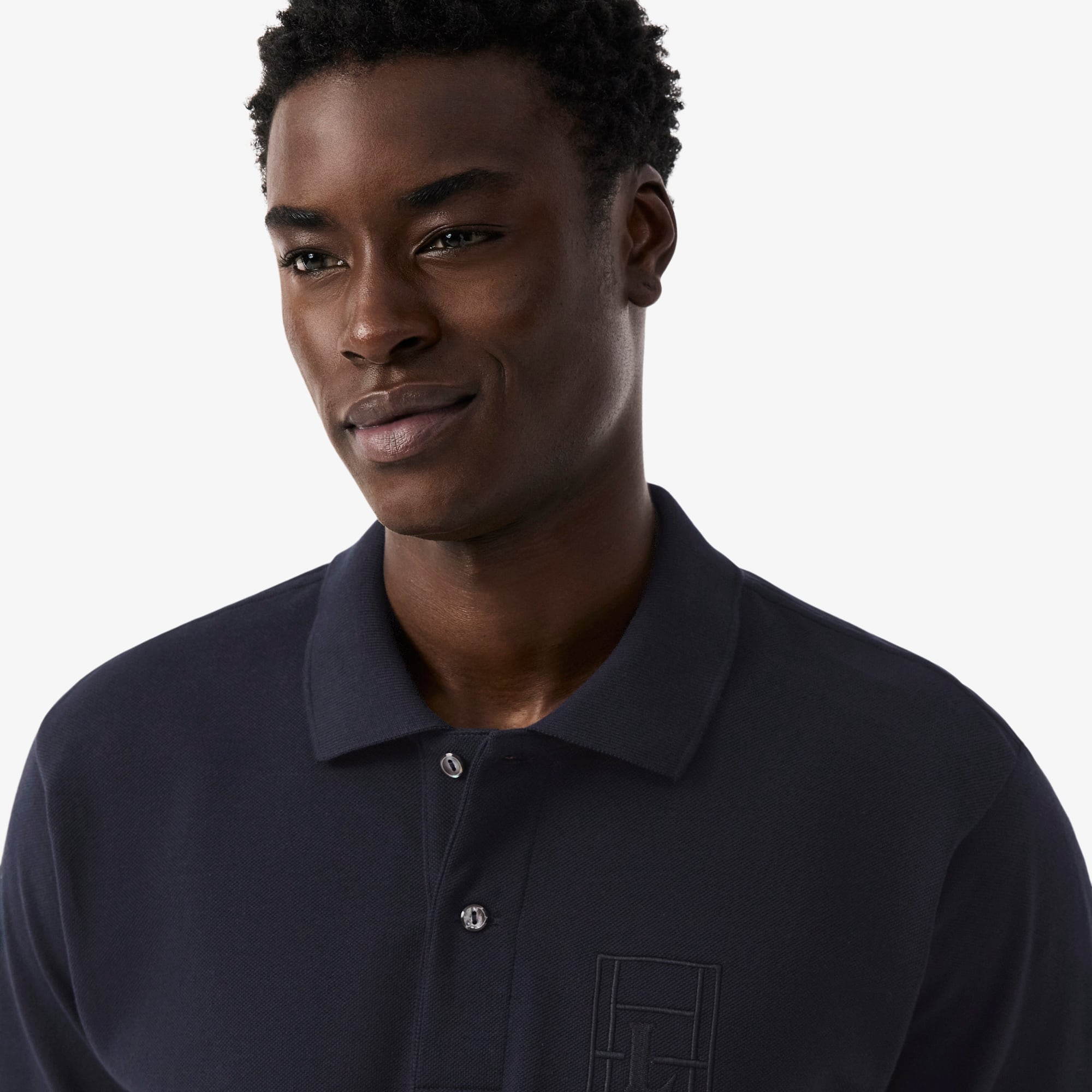 Classic Fit Embroidery Detail Petit Piqué Polo - Black