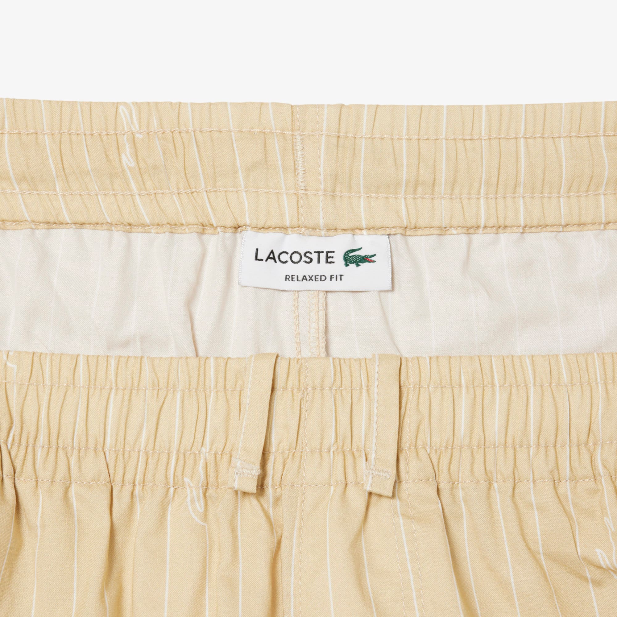 Print Stripe Cotton Shorts - Beige / Blanc